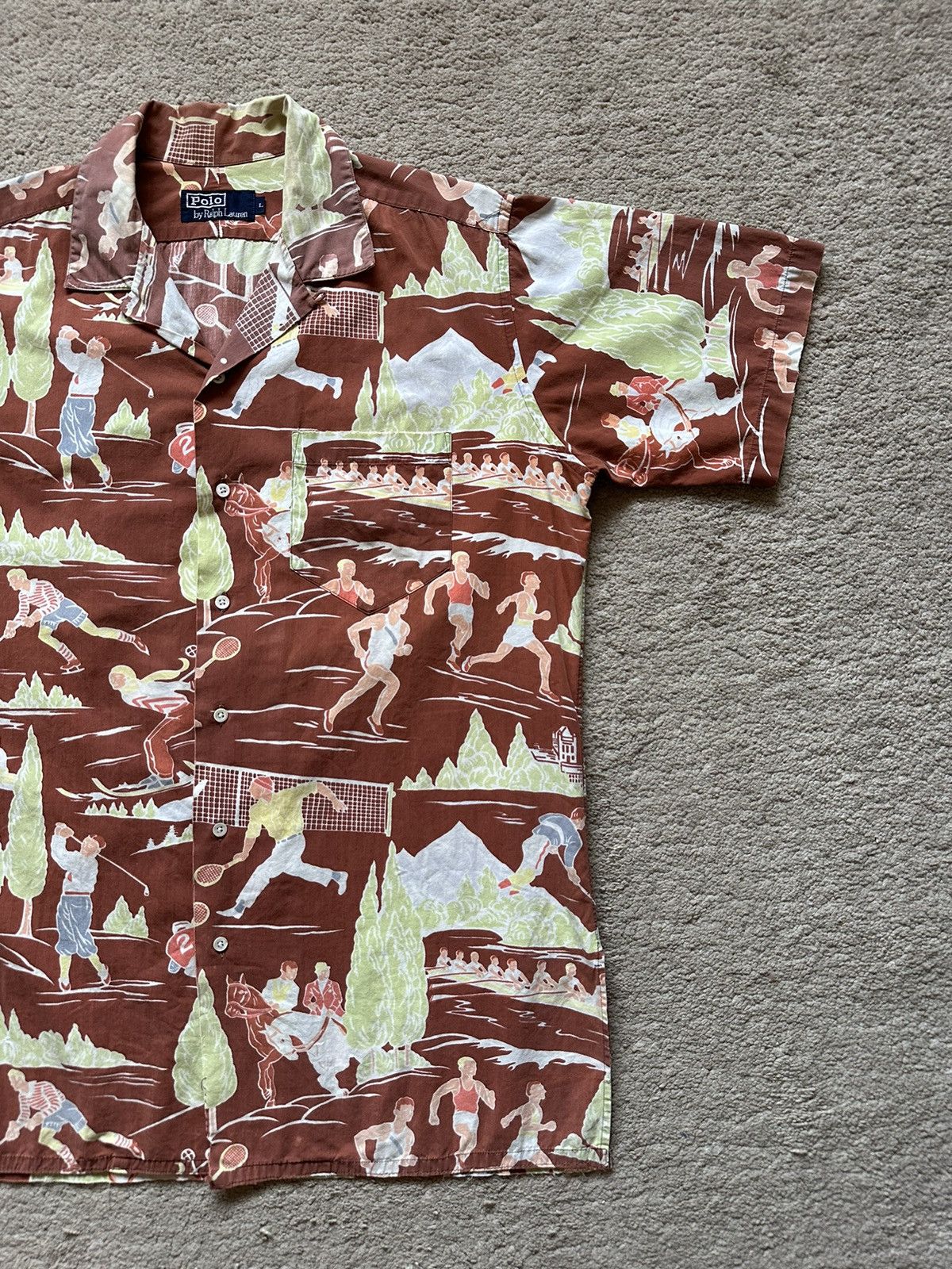 Polo Ralph Lauren 1980s Polo Ralph Laurent Overprint All Sports Hawaiian Shirt Size US L / EU 52-54 / 3 - 2 Thumbnail