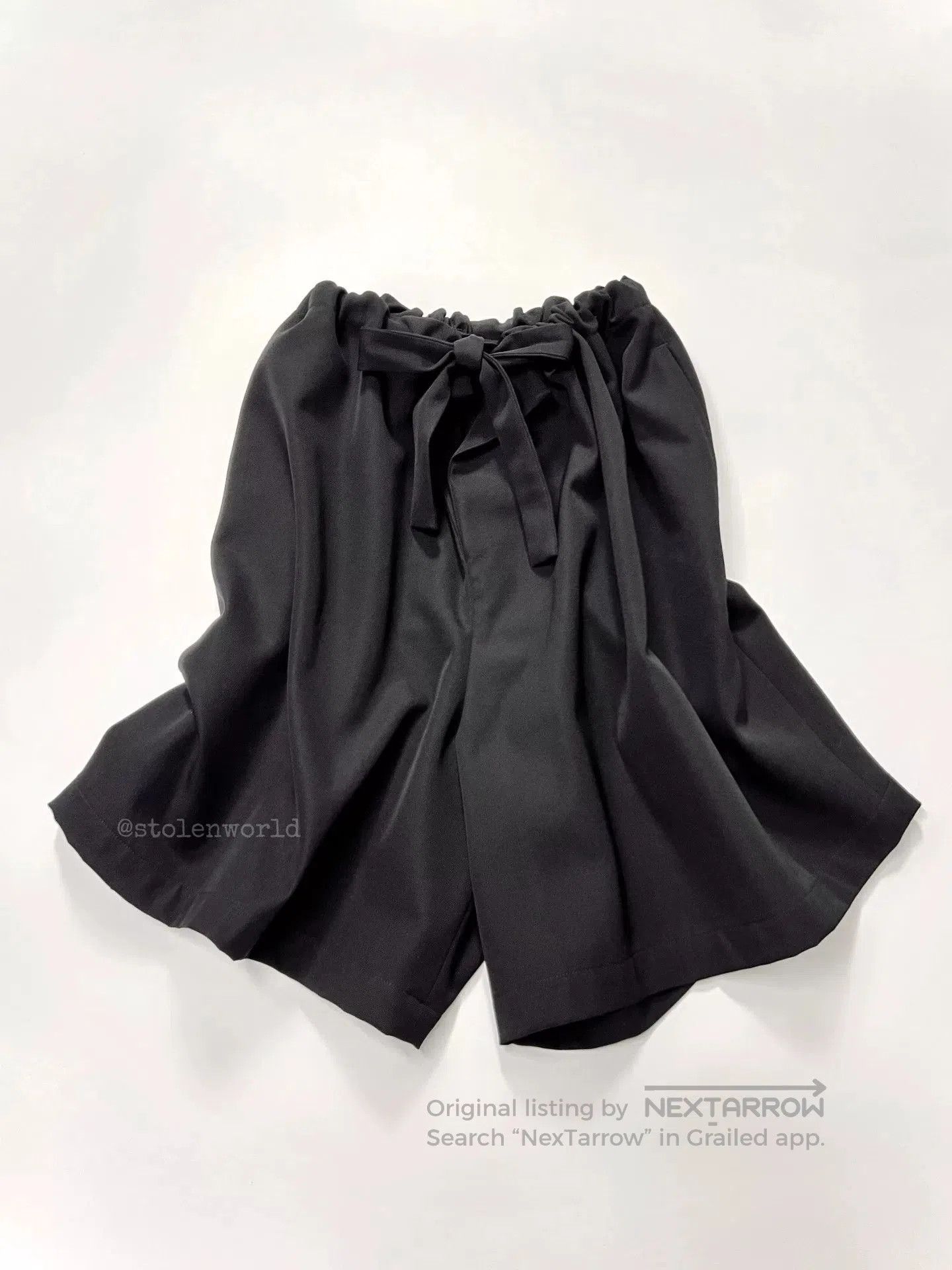 Yohji Yamamoto Yohji Yamamoto Black Tie Waist Shorts. Size 23" - 1 Thumbnail