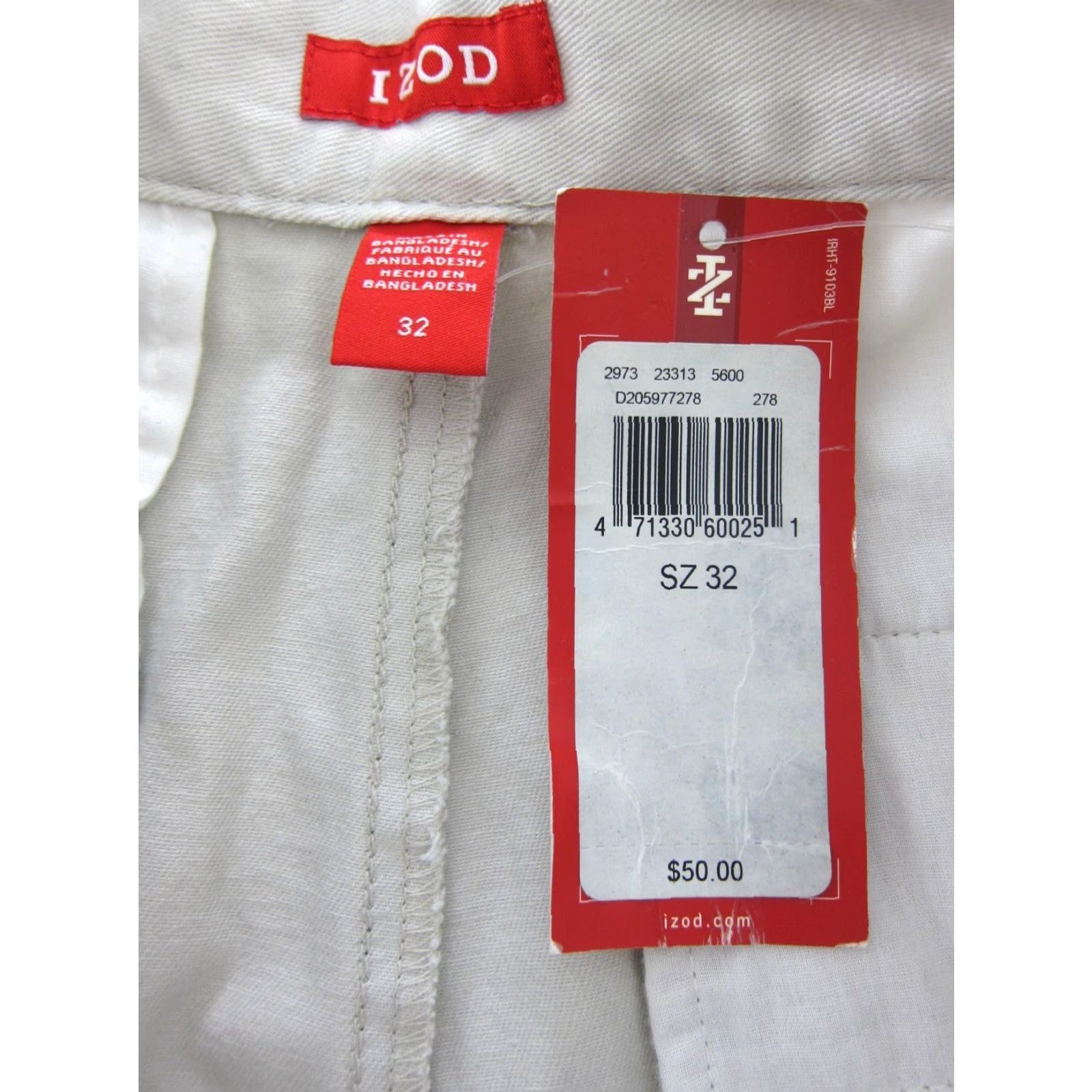 Izod IZOD Men Beige Flat Front Chino Shorts 32 NWT 100% Cotton Travel Pockets 4 Front Back 9.5" Inseam Size US 32 / EU 48 - 3 Thumbnail