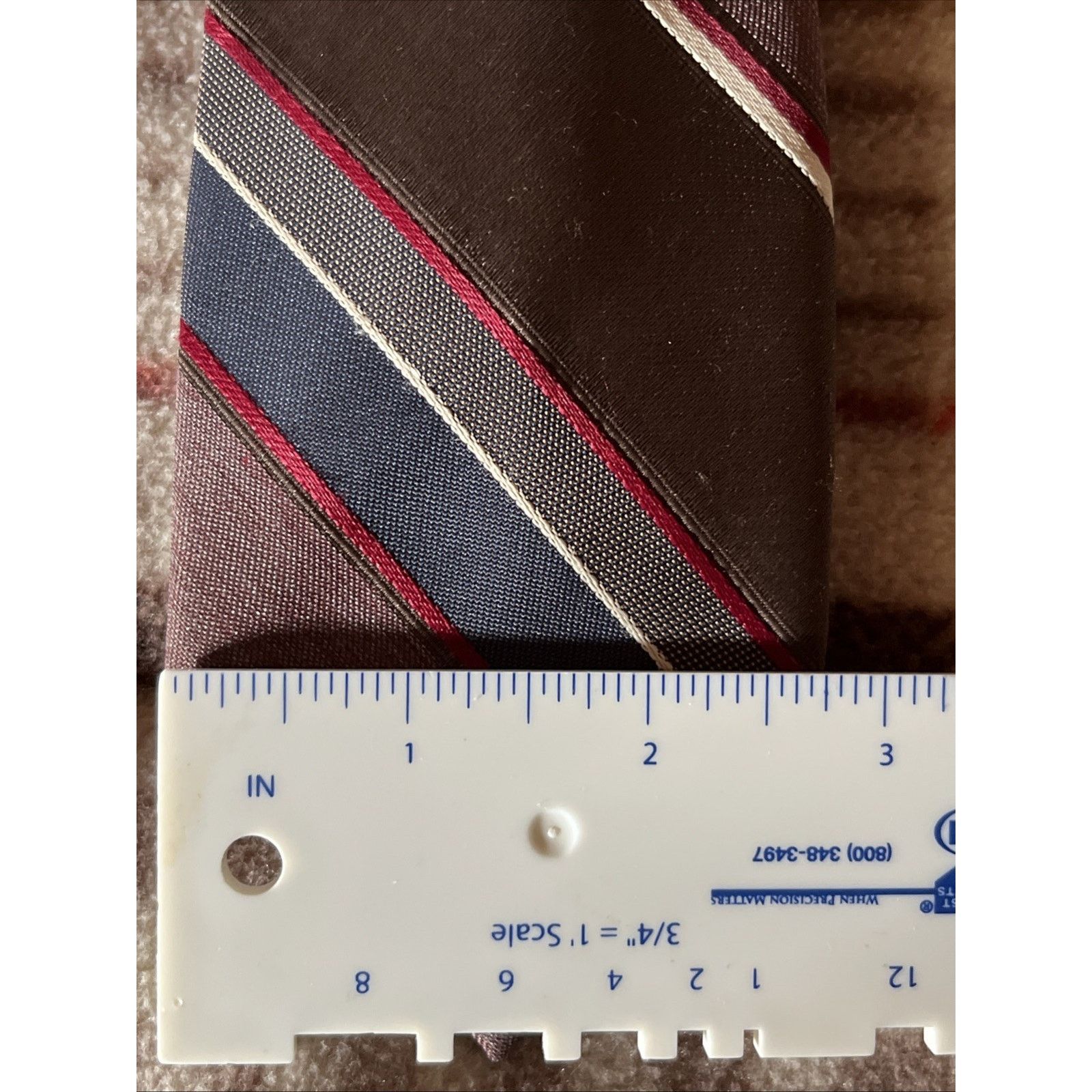 Other Vintage Johnny Carson Striped Tie Polyester Brown Necktie Size ONE SIZE - 6 Thumbnail