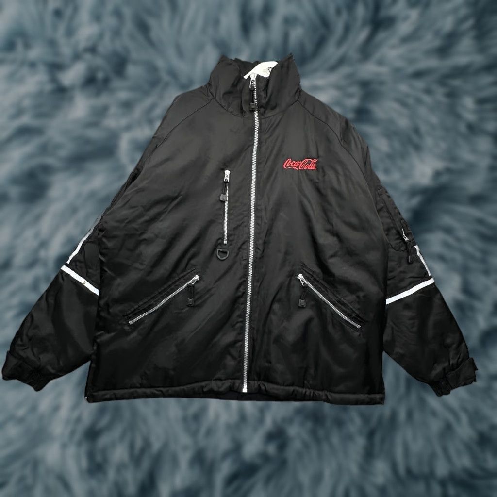 Vintage VINTAGE Tri-Mountain Coca Cola Nylon Quilt Lined Work Jacket Mens XL Reflective Black Jacket Size US XL / EU 56 / 4 - 1 Thumbnail