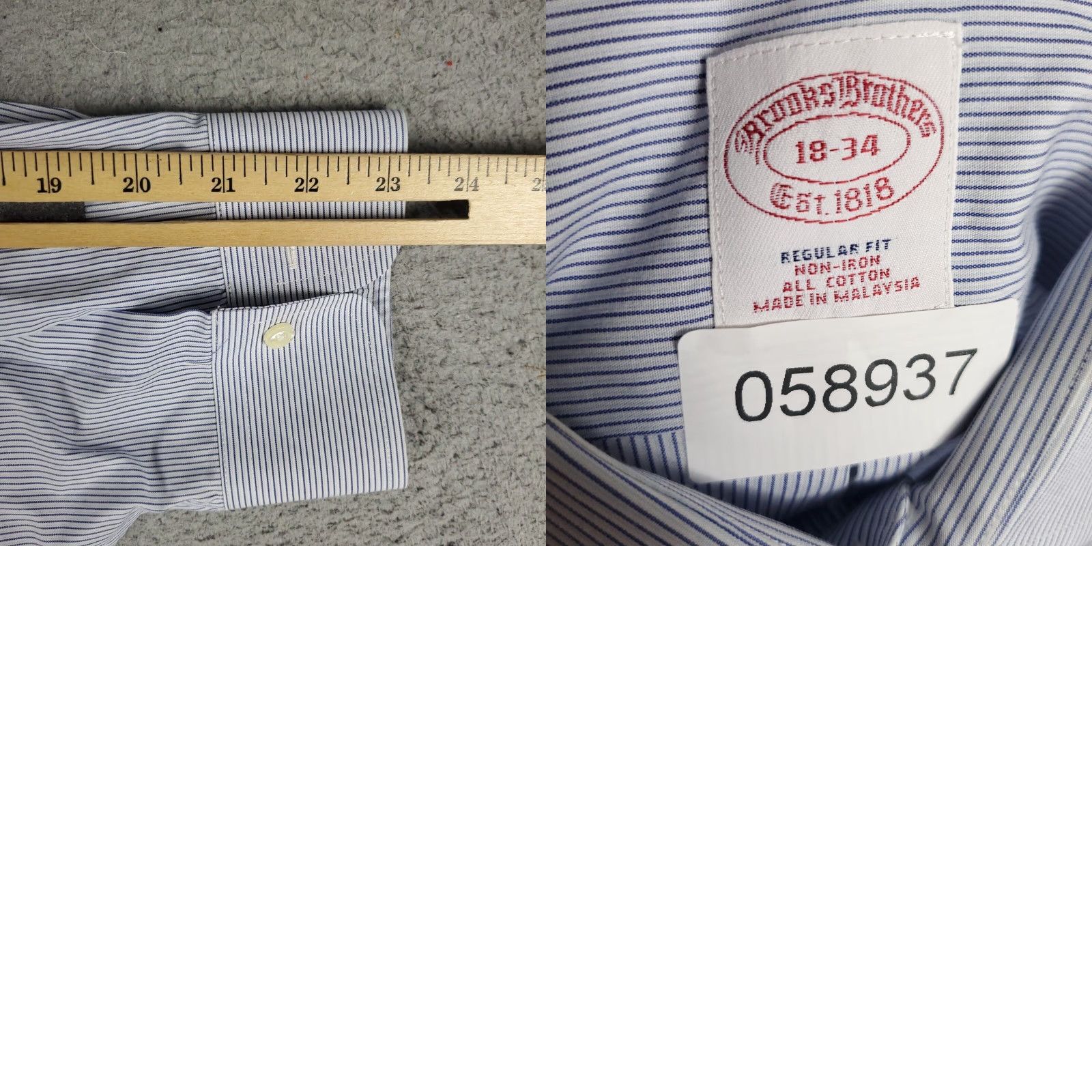 Brooks Brothers VINTAGE Brooks Brothers Dress Shirt Mens Size 18 Blue Striped Business Casual Classic Modern Size 48R - 8 Thumbnail