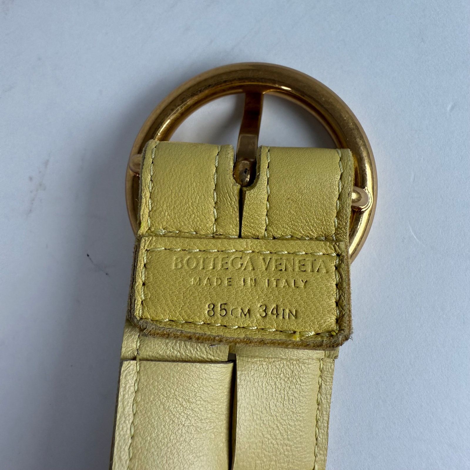 Bottega Veneta Bottega Veneta Yellow Leather Braided Belt Size 34 Size 34 - 3 Thumbnail