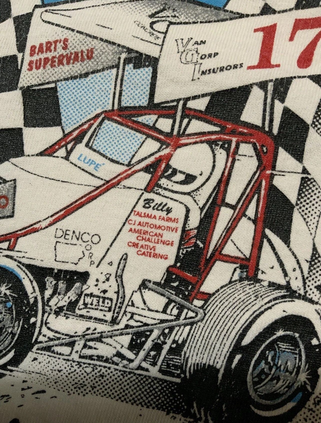 Vintage VTG 90s Billy Bell Autographed Team 17 Sprint Car T-Shirt Size US XL / EU 56 / 4 - 13 Thumbnail