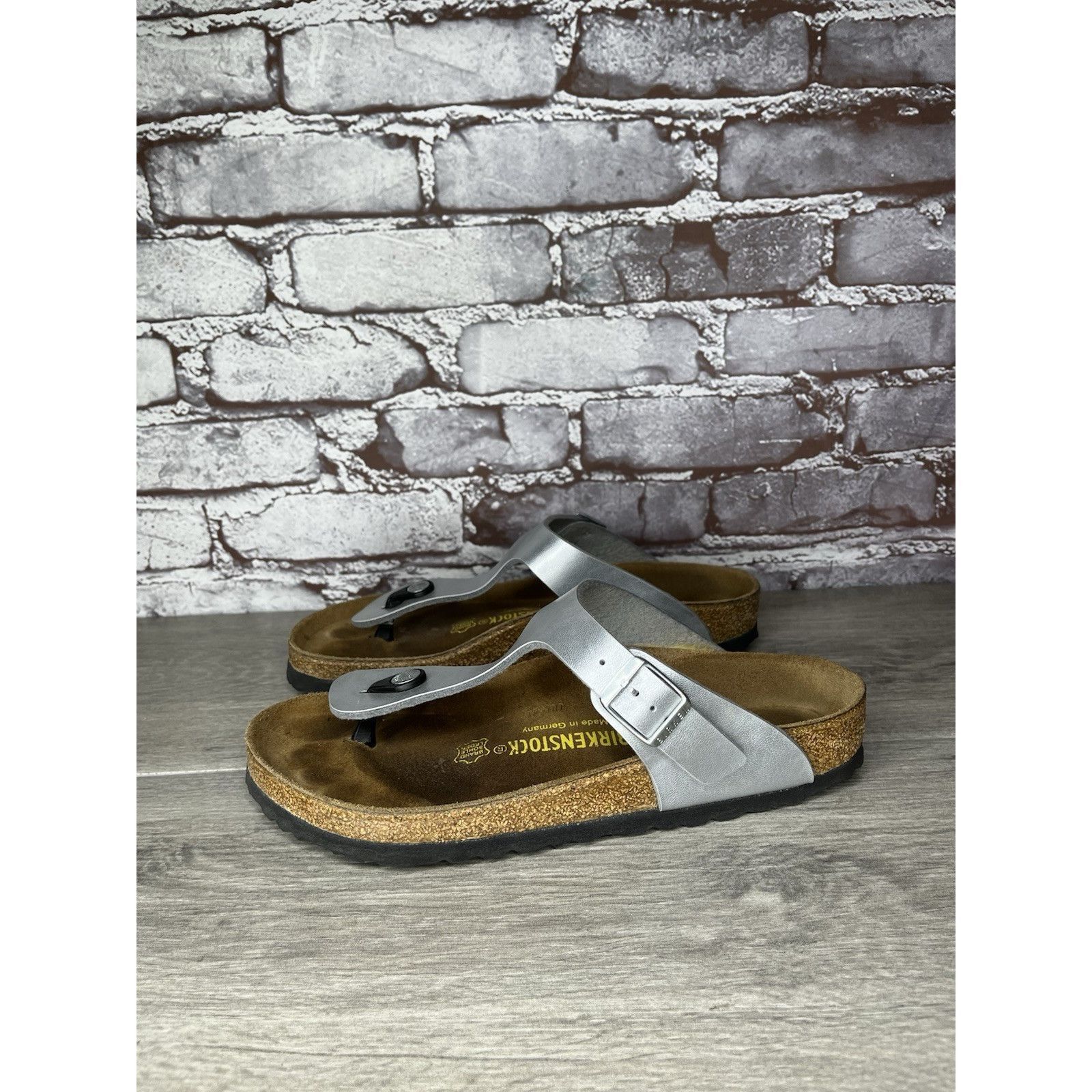 Birkenstock Birkenstock Gizeh Silver Birko Flor Leather Thong Sandals Wo Size US 8 / IT 38 - 10 Thumbnail