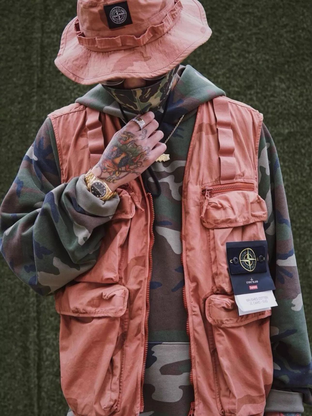 Stone Island Stone Island 19ss Supreme Multi-Pocket Desert Camo Vest L Size US L / EU 52-54 / 3 - 9 Thumbnail