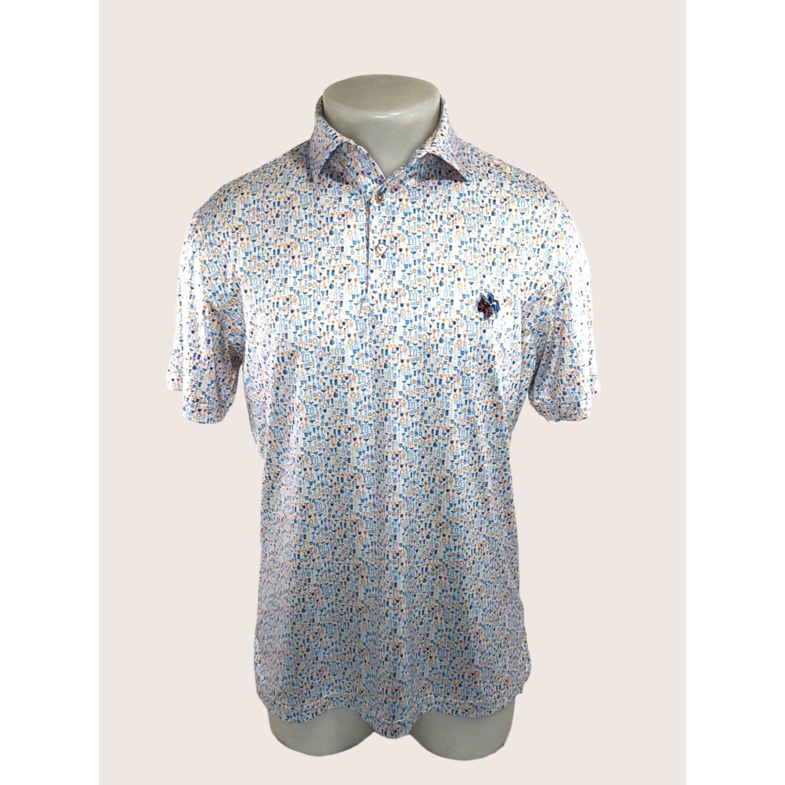 Peter Millar FREDERICA / PETER MILLAR COCKTAILS BOOZE MARTINI ALL OVER Golf S Shirt Shirt Mens Small White/Orange/Blue 90s YY2 Size US S / EU 44-46 / 1 - 1 Thumbnail