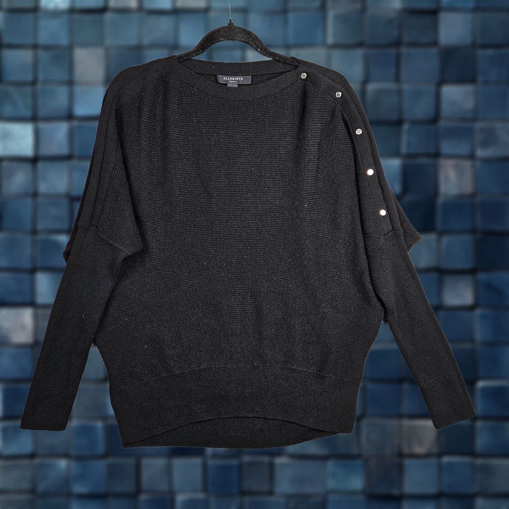 Allsaints AllSaints Womens Small Black Knit Pullover - Vintage Condition Size S / US 4 / IT 40 - 1 Thumbnail