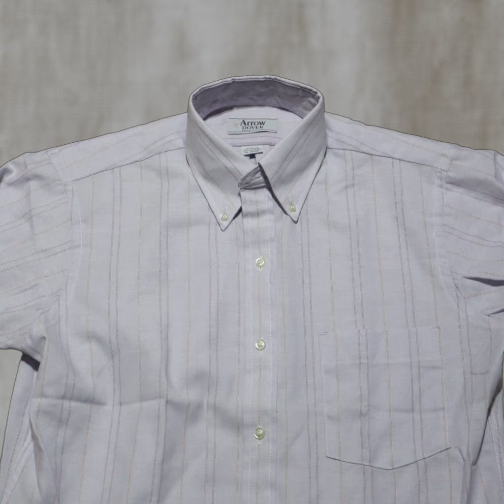 Arrow Arrow Shirt Men's Size 15 34 / 35 Gray Long Sleeve Button-Down Knit Plaid/Stripe Shirt Size US M / EU 48-50 / 2 - 1 Thumbnail