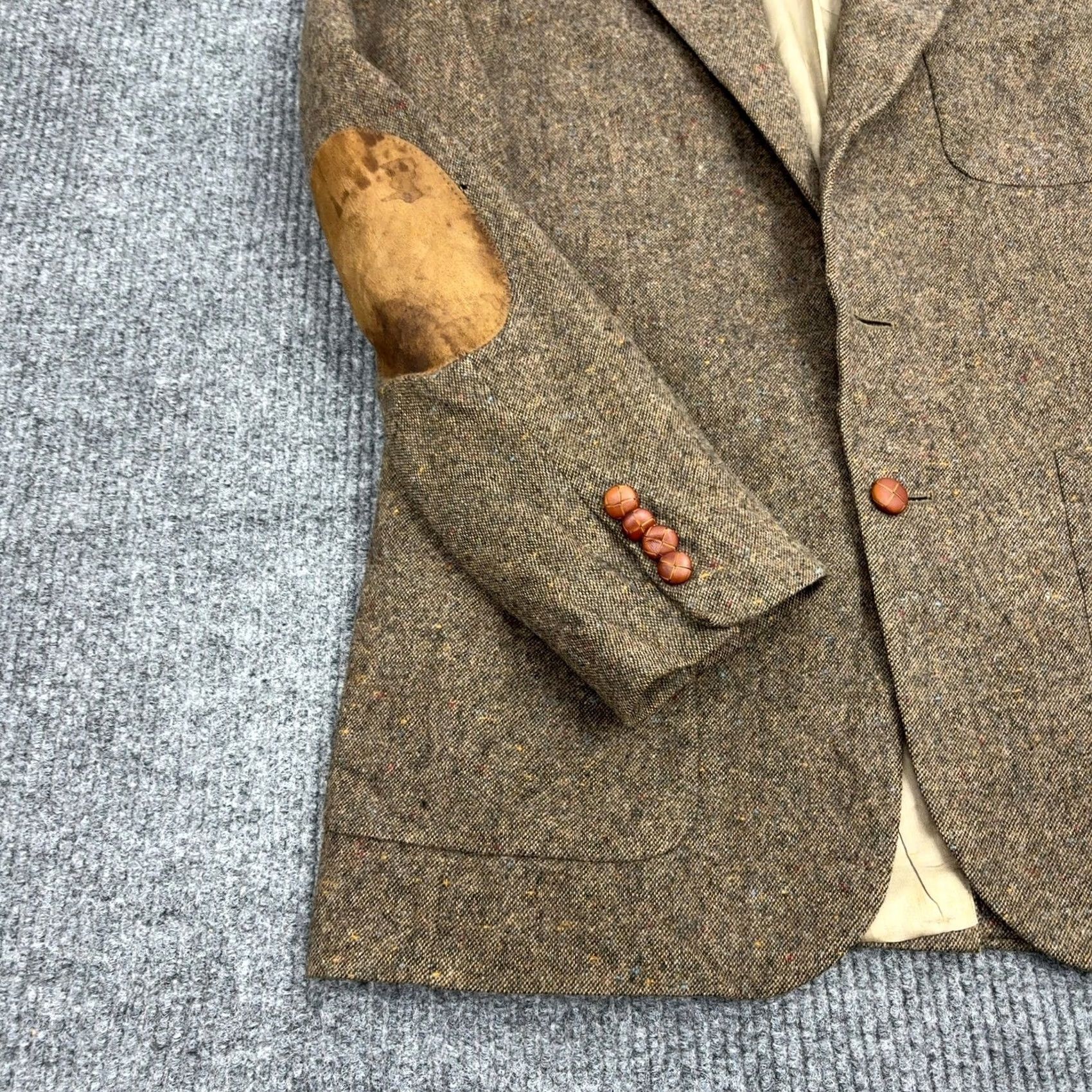 Stafford VINTAGE Stafford Blazer Mens 40L Brown Wool Suede Elbow Patches Classic Academic Size 40R - 2 Thumbnail