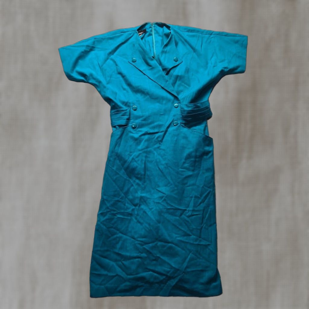 Vintage Vintage Damon Dress Solid Blue w Pockets Belt Adult Women's Size S Small Shirt Midi Blue Pockets Belted Damon Women S Size S / US 4 / IT 40 - 1 Thumbnail