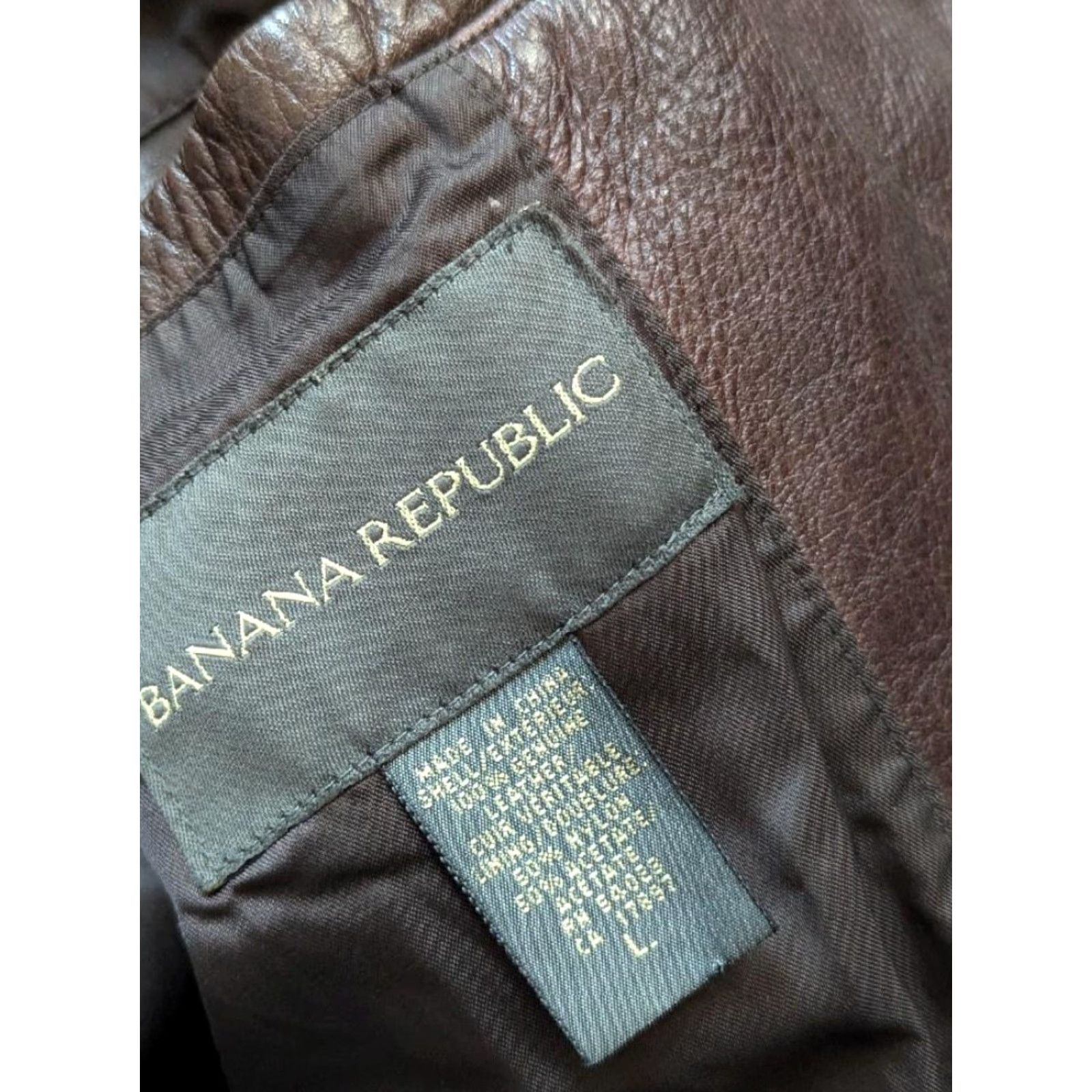 Banana Republic VINTAGE Banana Republic leather COWHIDE blazer coat L brown PATINA jacket 42L Size 42R - 5 Thumbnail