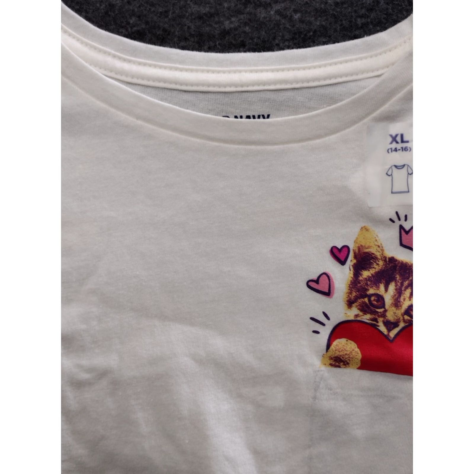 Old Navy Old Navy T-Shirt Women's XL White Kitten Love Graphic Crew Neck Short Sleeve Casual Pocket Size XL / US 12-14 / IT 48-50 - 6 Thumbnail