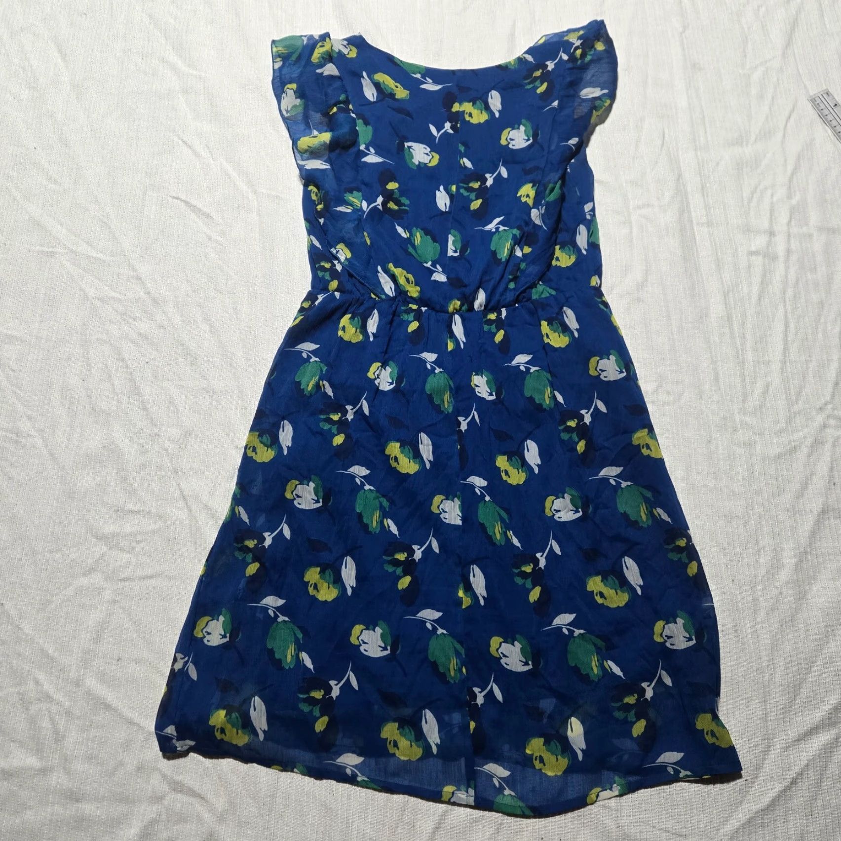 Old Navy VINTAGE Old Navy Women's Shirt Dress Long Sleeve Floral Pattern Blue Medium 90s Tourney Dress Size M / US 6-8 / IT 42-44 - 6 Thumbnail