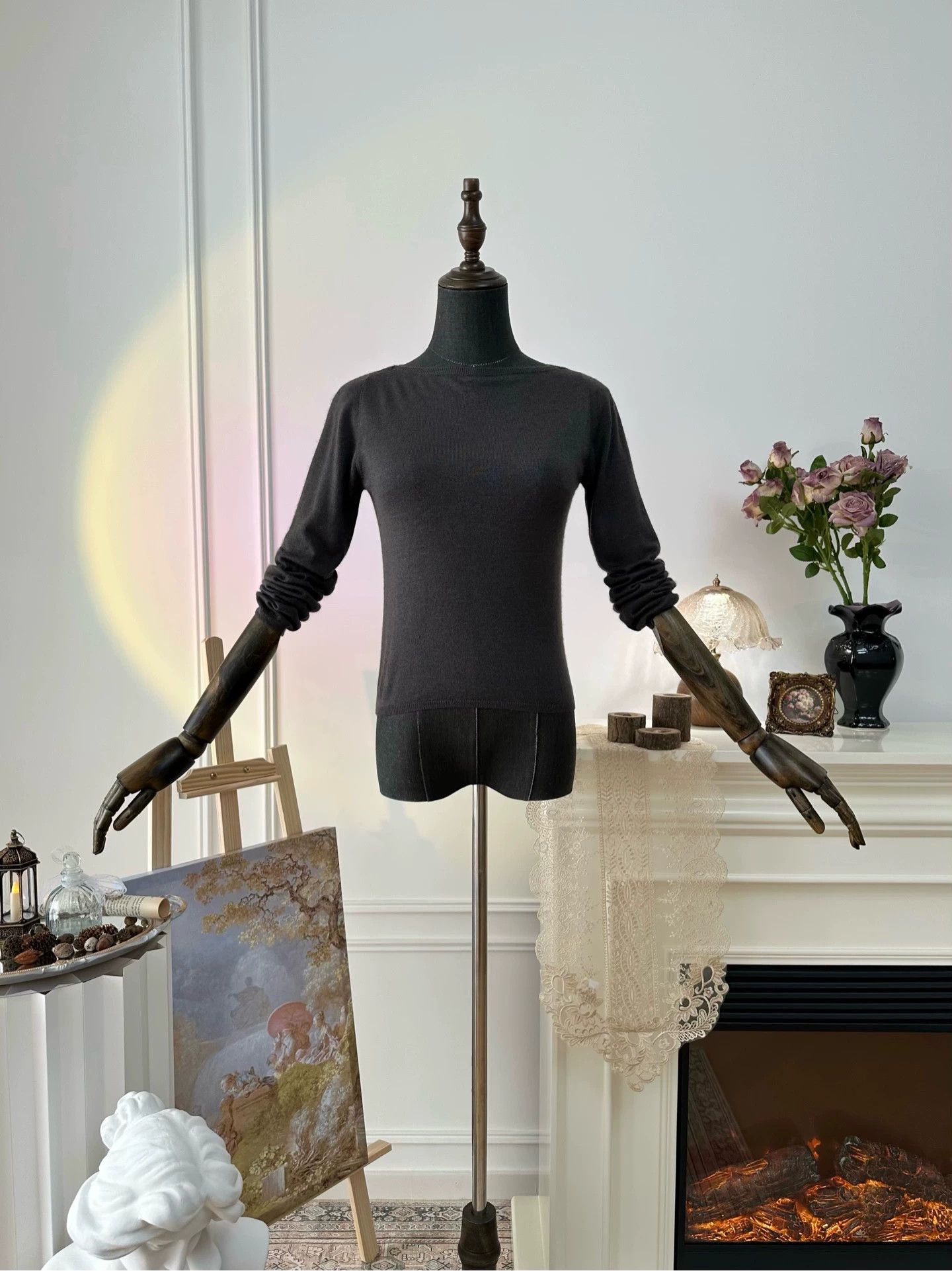 Prada PRADA women's gray knit long-sleeve top 40 Size M / US 6-8 / IT 42-44 - 6 Thumbnail