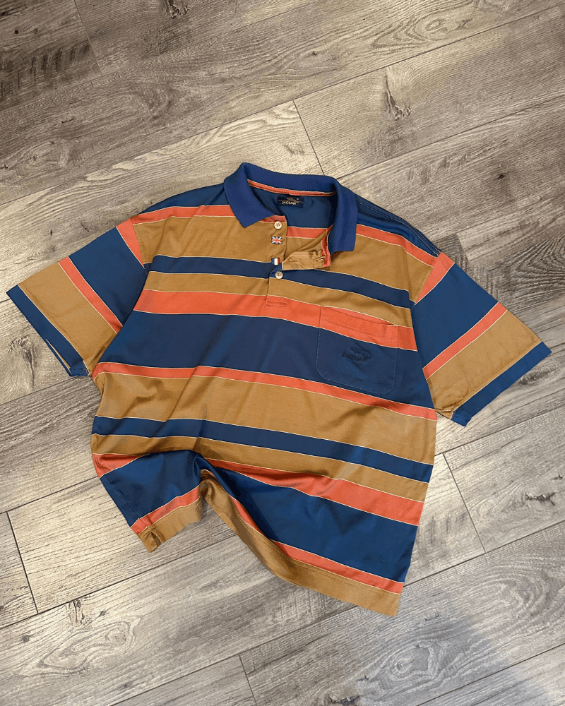 Vintage Vintage Jaguar Cars Men's Striped Boxy Polo T-Shirt - XL Size US XL / EU 56 / 4 - 1 Thumbnail