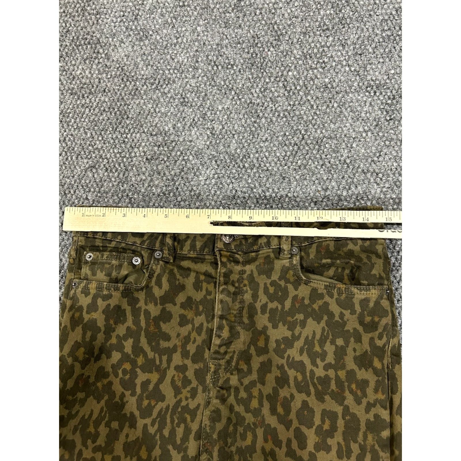 Zara Zara Jeans Womens 10 Skinny Denim Stretch Blue Distressed 5-Pocket Zipper Mid Rise Inseam 27 Brown Olive Green Leopard Pattern designer Modern 10 Size 32" / US 10 / IT 46 - 4 Thumbnail