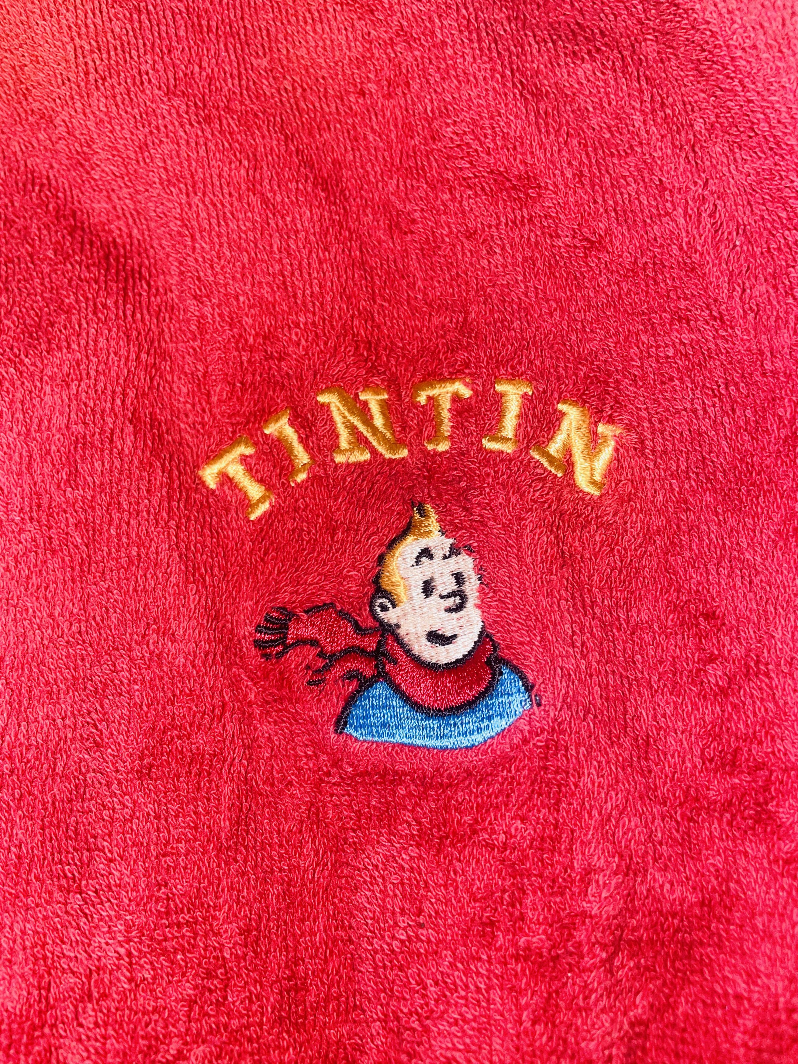 Other 🧥 Kinder Bademantel – Tim & Struppi – rot/blau –Größe 11/12 Size XL / US 12-14 / IT 48-50 - 3 Thumbnail