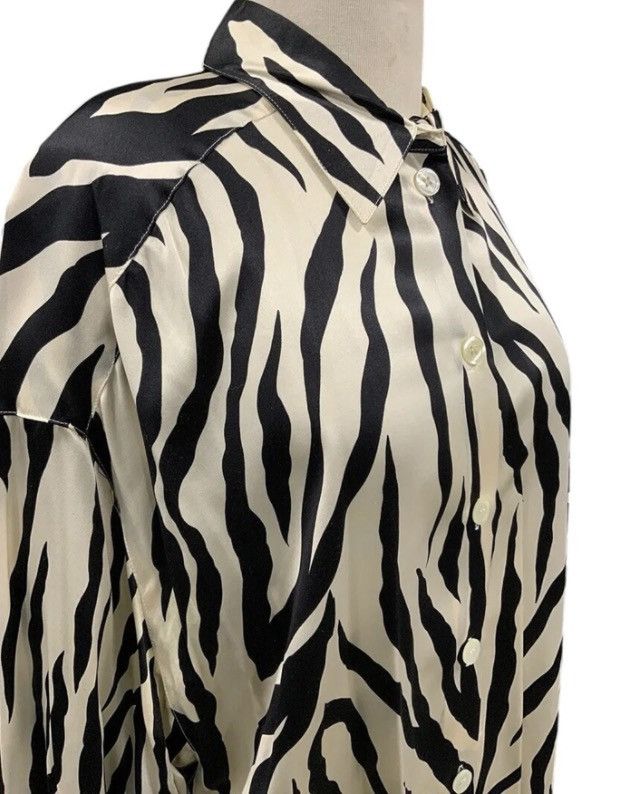 Other Vintage Brett Harrison Silk Zebra Print Blouse Black Ivory Size XL / US 12-14 / IT 48-50 - 4 Thumbnail