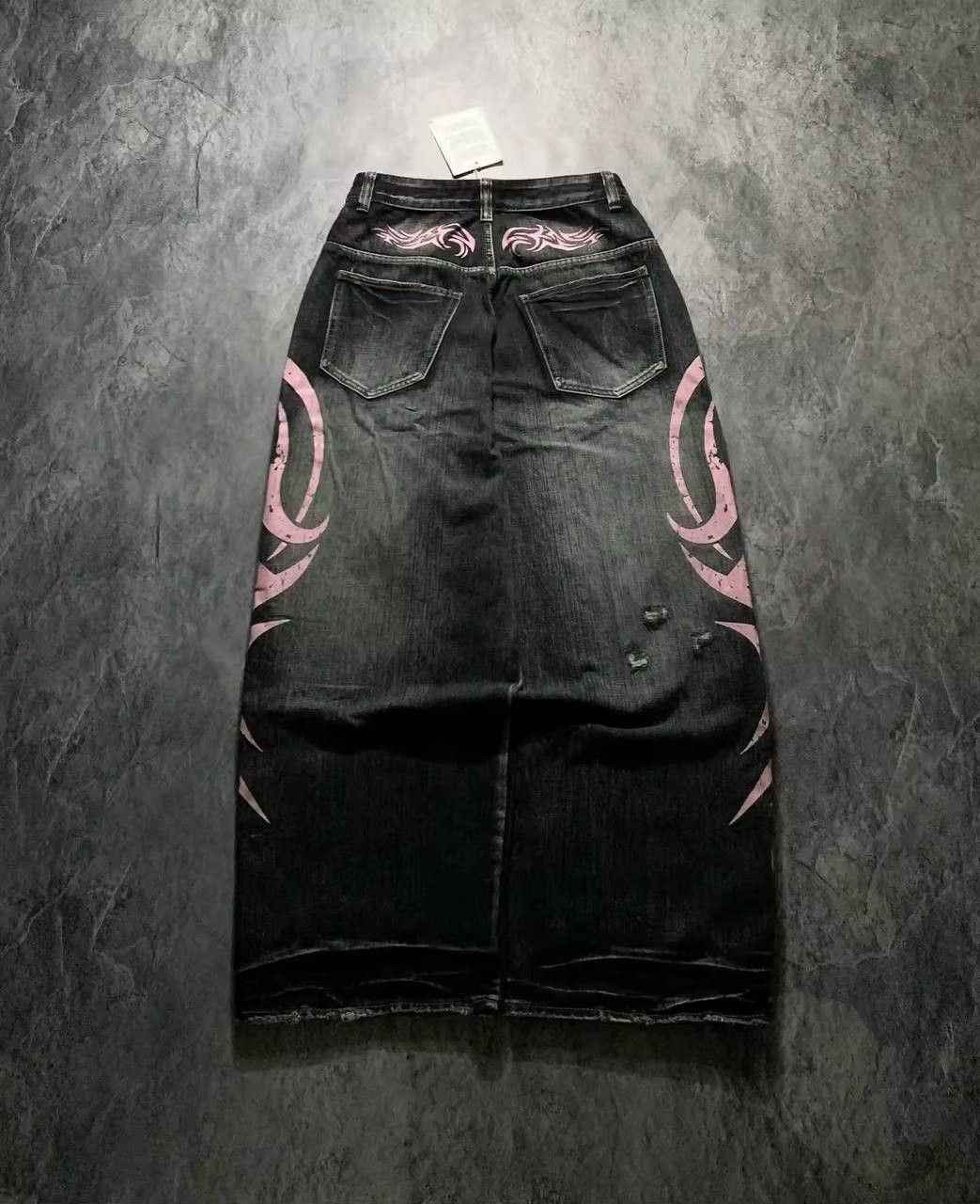 Japanese Brand × Vintage baggy jeans with a geometric pattern. Size 30" / US 8 / IT 44 - 2 Thumbnail