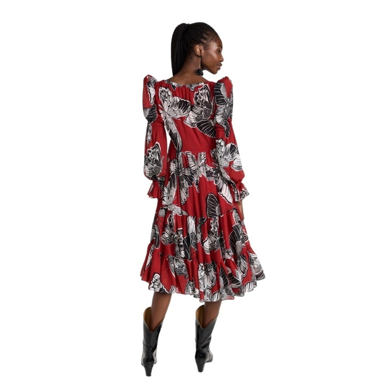Other Autumn adeigbo Fleur midi Ladies Red Butterfly size 2 Size XS / US 0-2 / IT 36-38 - 5 Thumbnail