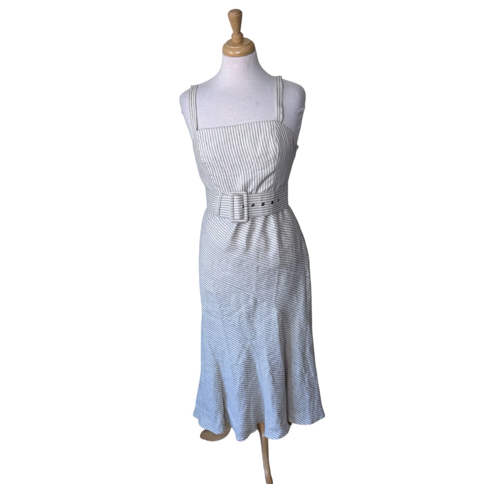 Shona Joy SHONA JOY Shaw Belted Contour Panel Midi Dress Tan White Size S / US 4 / IT 40 - 2 Thumbnail