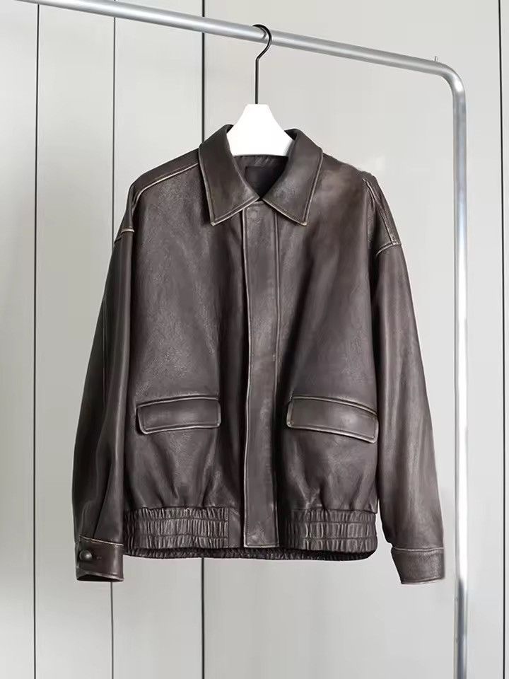 Vintage Distressed Y2k Vintage Retro Style Brown PU Leather Jacket Size M / US 6-8 / IT 42-44 - 1 Thumbnail