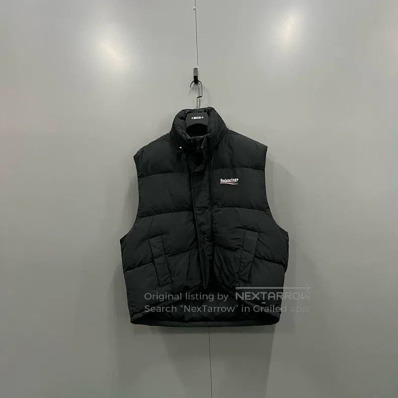 Balenciaga Black Embroidered Logo Puffer Vest