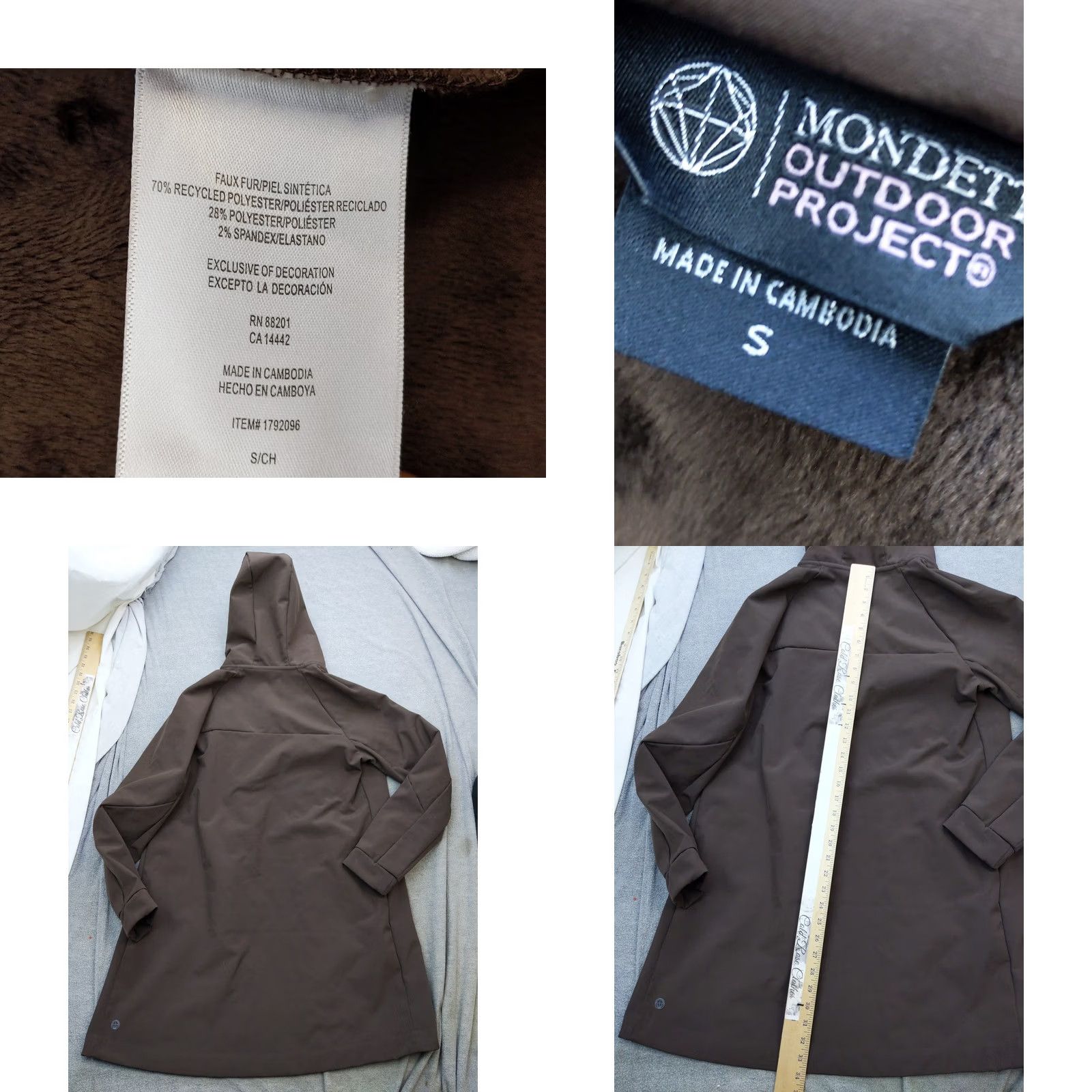 Y/Project Mondetta Outdoor Project Coat Womens Small Brown Softshell Hooded Faux Fur Lined Size S / US 4 / IT 40 - 8 Thumbnail