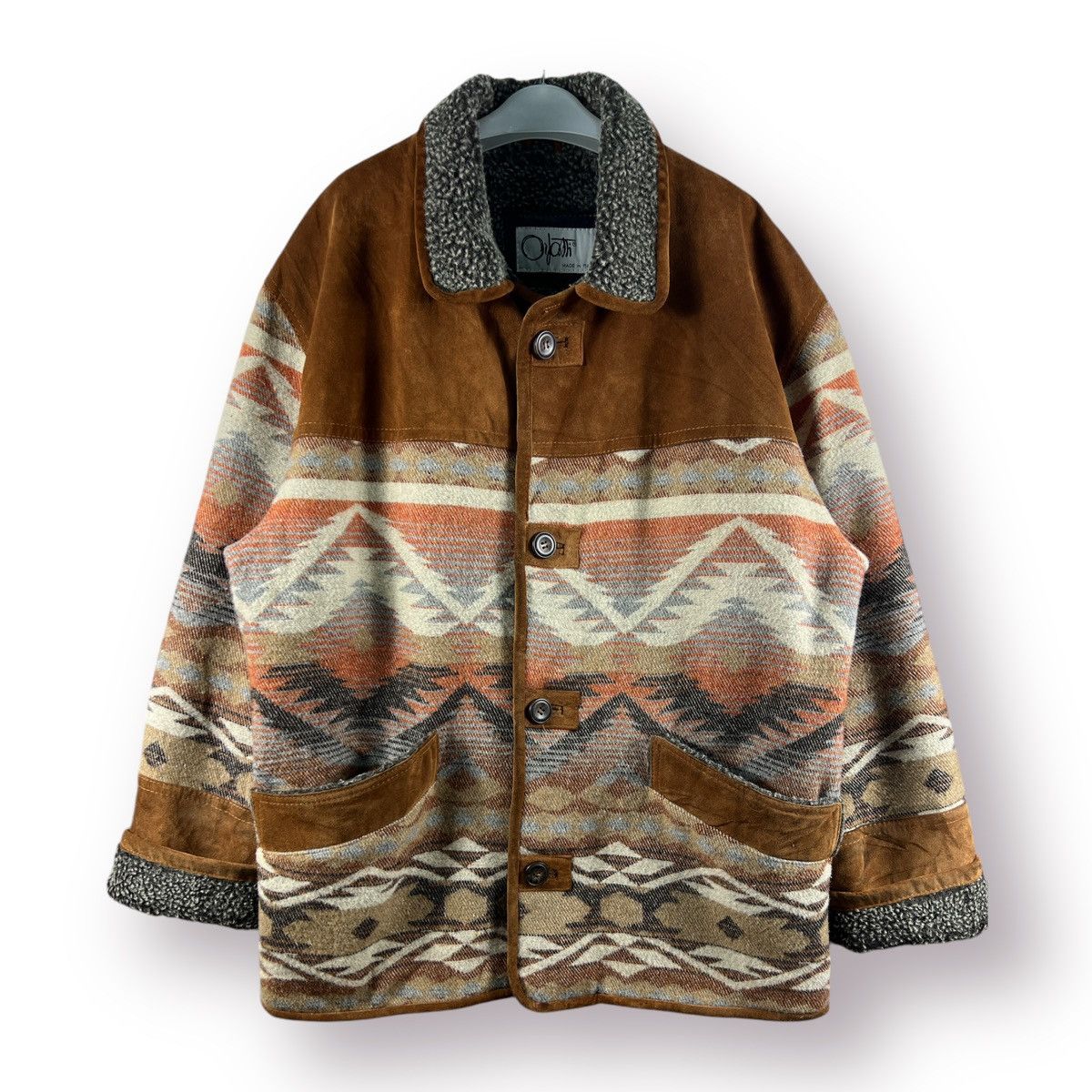 Other 🔥 Leather Part Itali navajo/native design Wool heavy Jacket Size US M / EU 48-50 / 2 - 1 Thumbnail
