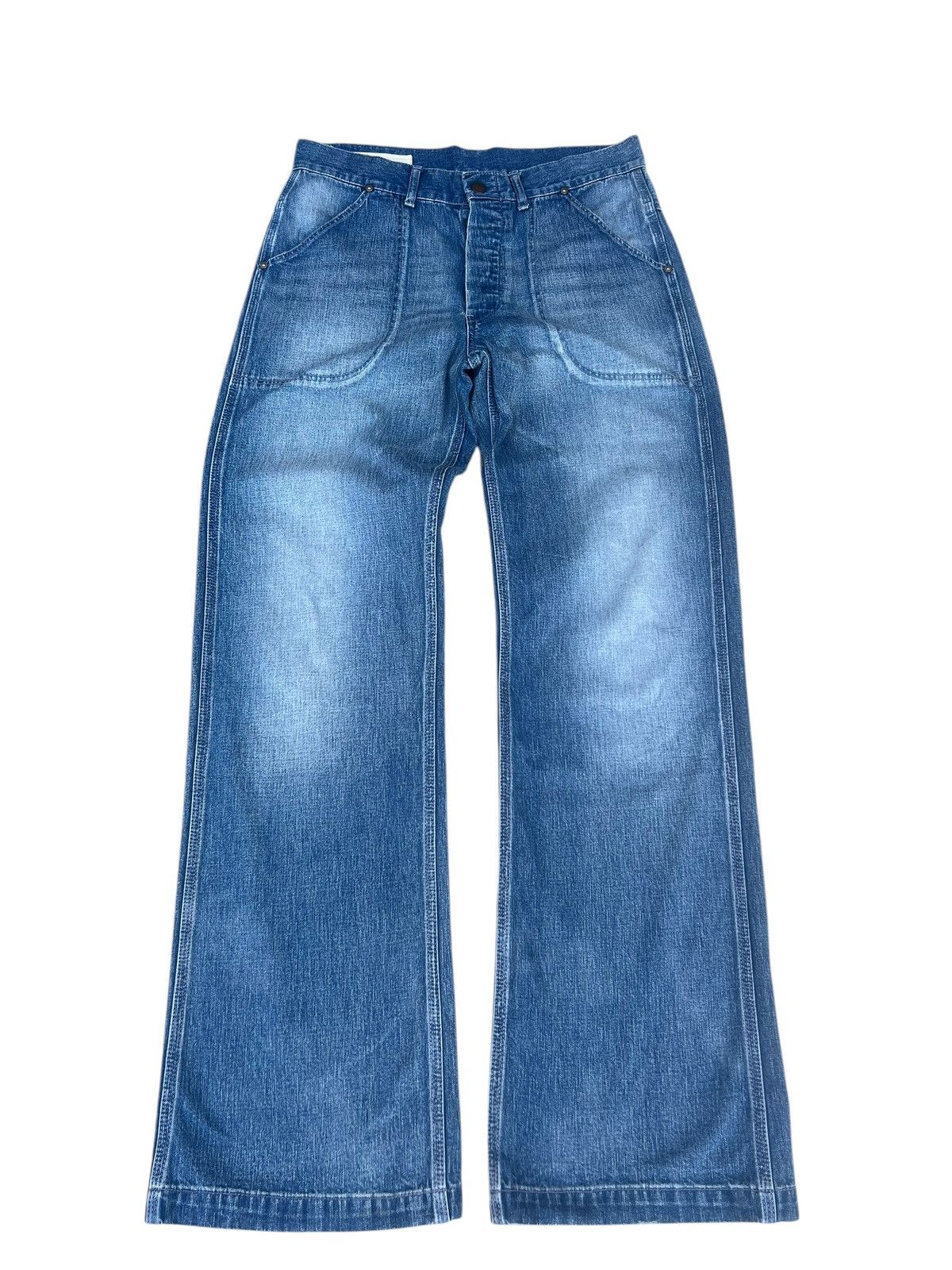 Loose Flare Inpaichthys Kerri Japan Fade Denim Work Jeans