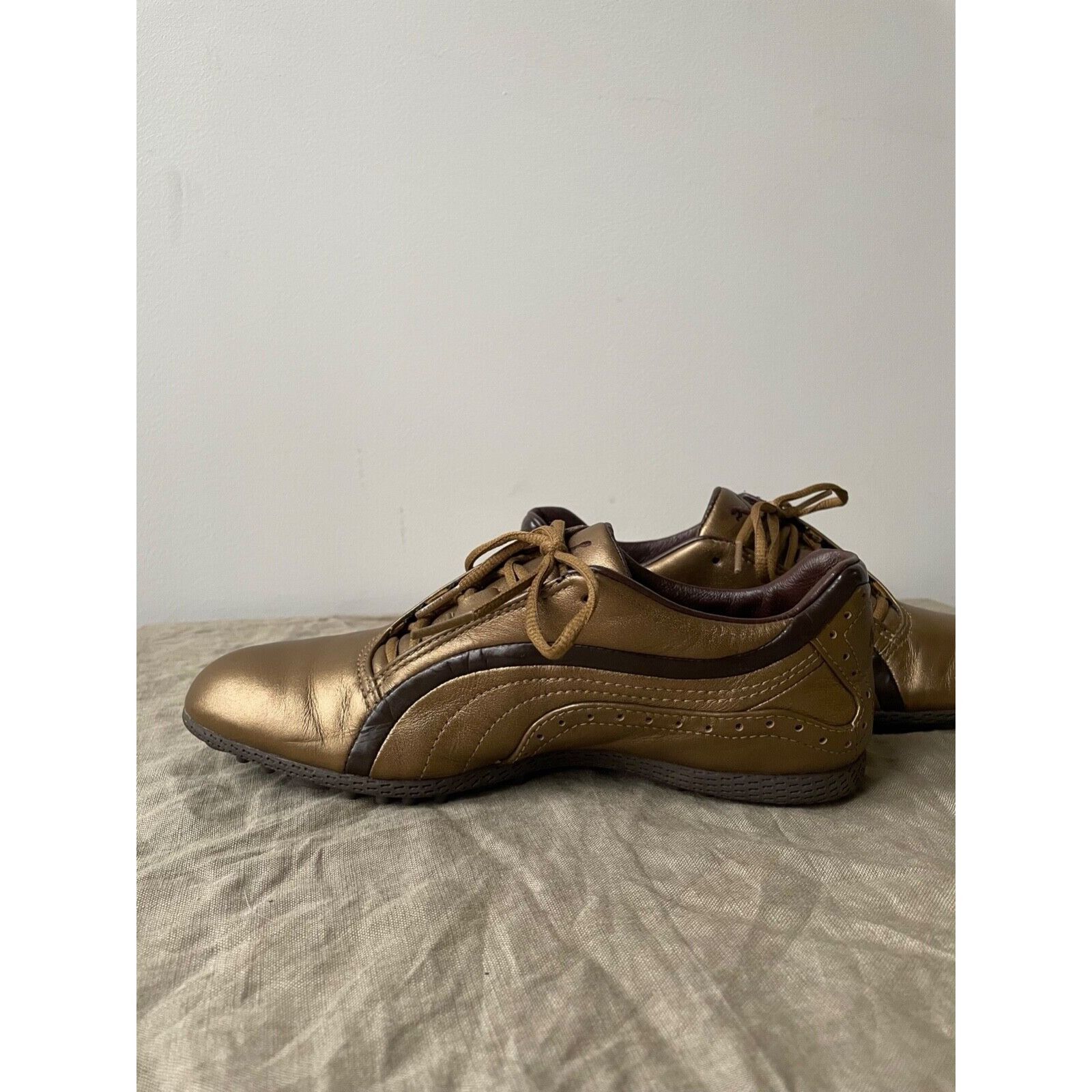 Puma Puma Y2K Soccer Racing Gold Leather Flat Trainers 8261AC Size US 6 / IT 36 - 2 Thumbnail