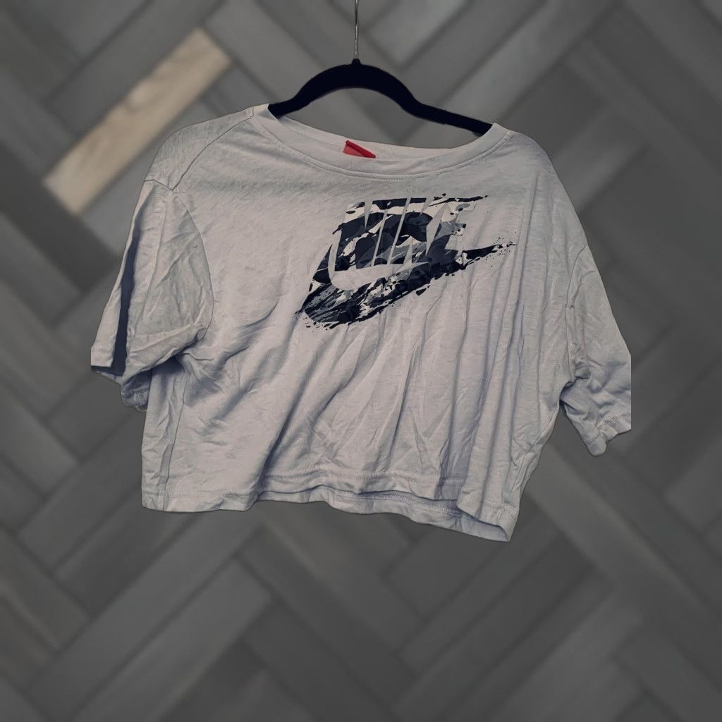Nike VINTAGE Nike 90s Y2K Crop Top Knit T Shirt Women’s Medium Blue Mens Womens Girls Boys Size M / US 6-8 / IT 42-44 - 1 Thumbnail