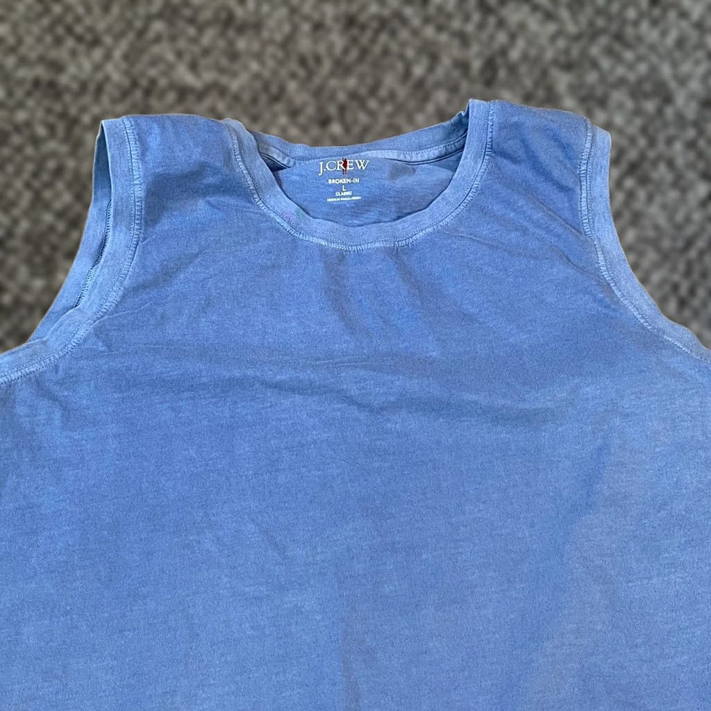 J.Crew J.Crew Tank Top Mens Large Broken-In Cotton Classic Fit Blue Summer Tank Top Sleeveless Crew Neck T-Shirt Size US L / EU 52-54 / 3 - 1 Thumbnail