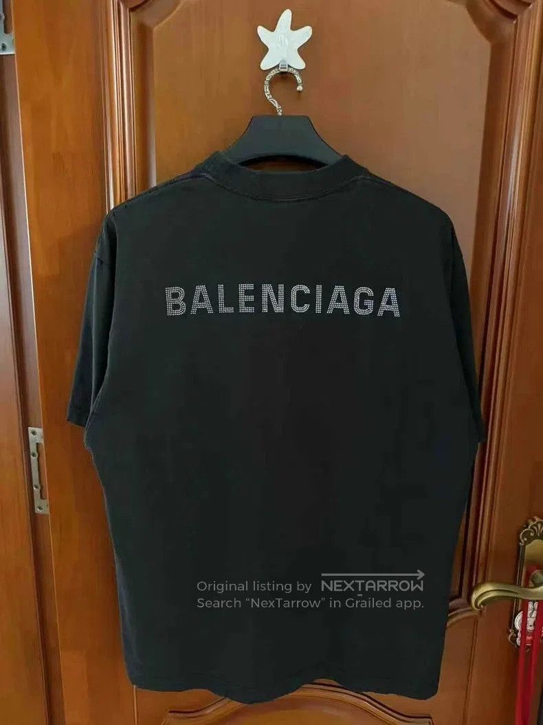 Balenciaga Balenciaga Crystal Logo Distressed Short Sleeve. Size US S / EU 44-46 / 1 - 2 Thumbnail