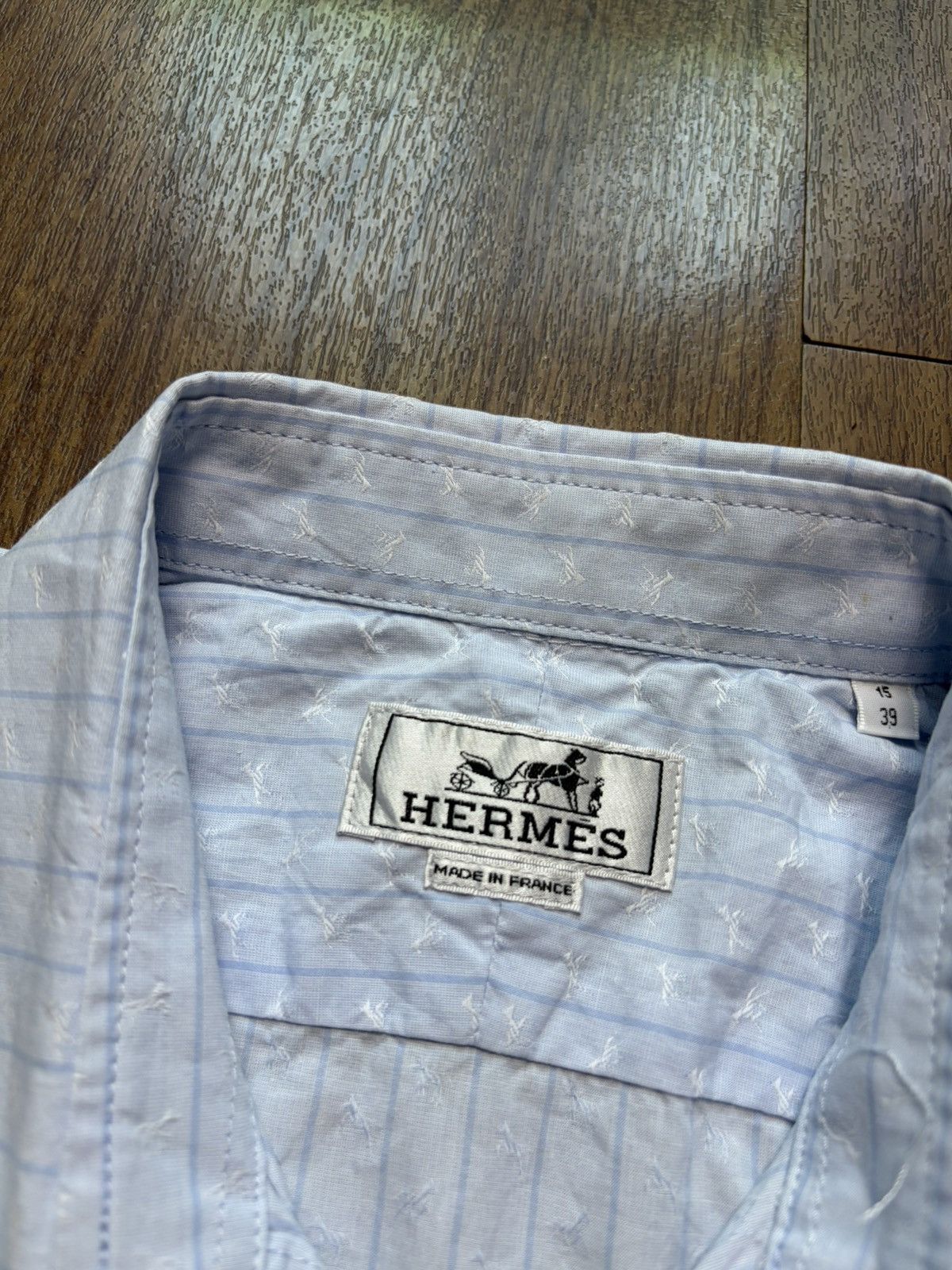 Hermes Hermes by Margiela Striped Horse Monogram Textured Shirt Size US M / EU 48-50 / 2 - 6 Thumbnail