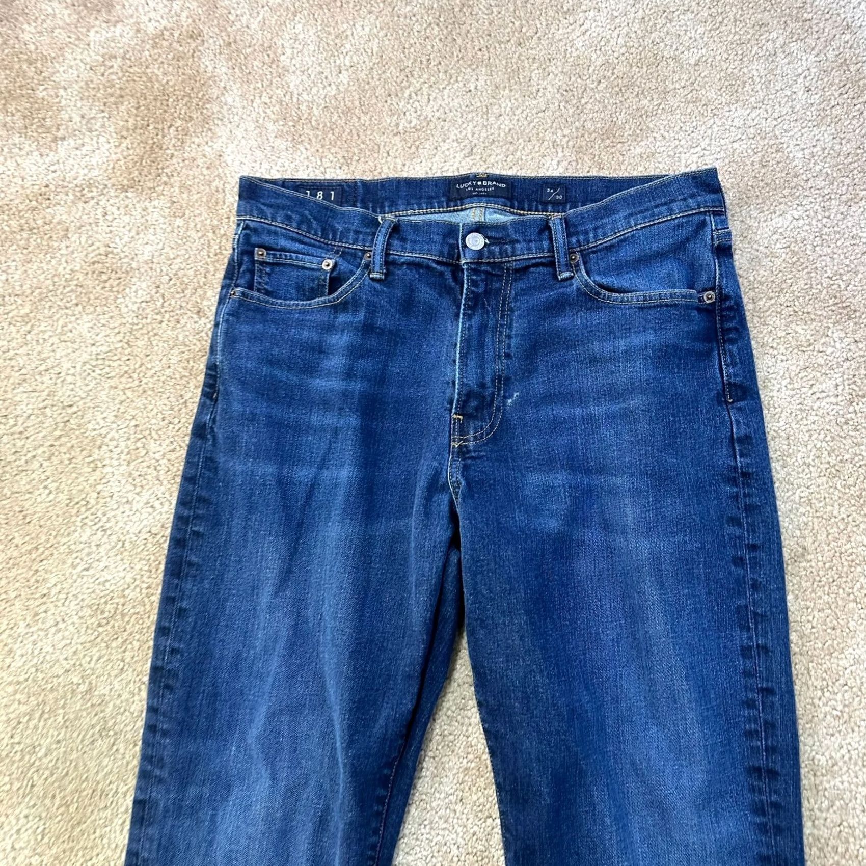 Lucky Brand Lucky Brand 181 Jeans Men’s 34x30 Blue Denim Relaxed Straight 5-Pocket Comfort Waist 34 Regular XS? No—34x30 Size US 34 / EU 50 - 2 Thumbnail