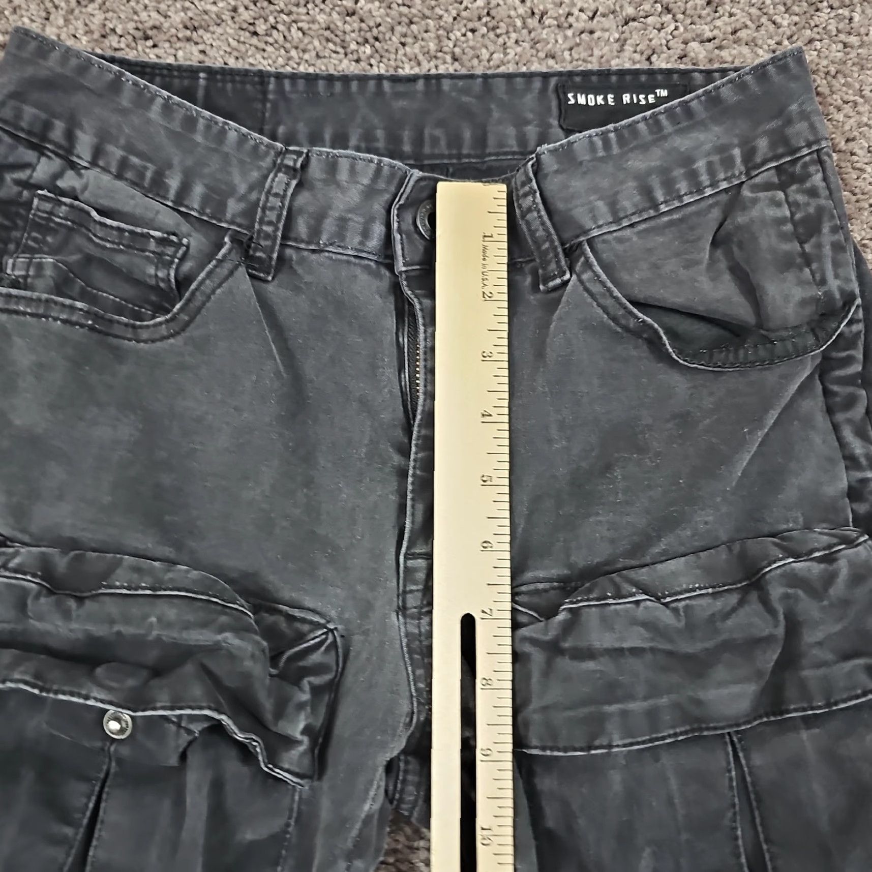 Vintage Smoke Rise Pants Mens 28 Black Multi Pocket Tactical Drawstring Streetwear Cargo Pants Regular Inseam 36in Canvas Cotton Spandex Stretch Mens Size US 28 / EU 44 - 4 Thumbnail
