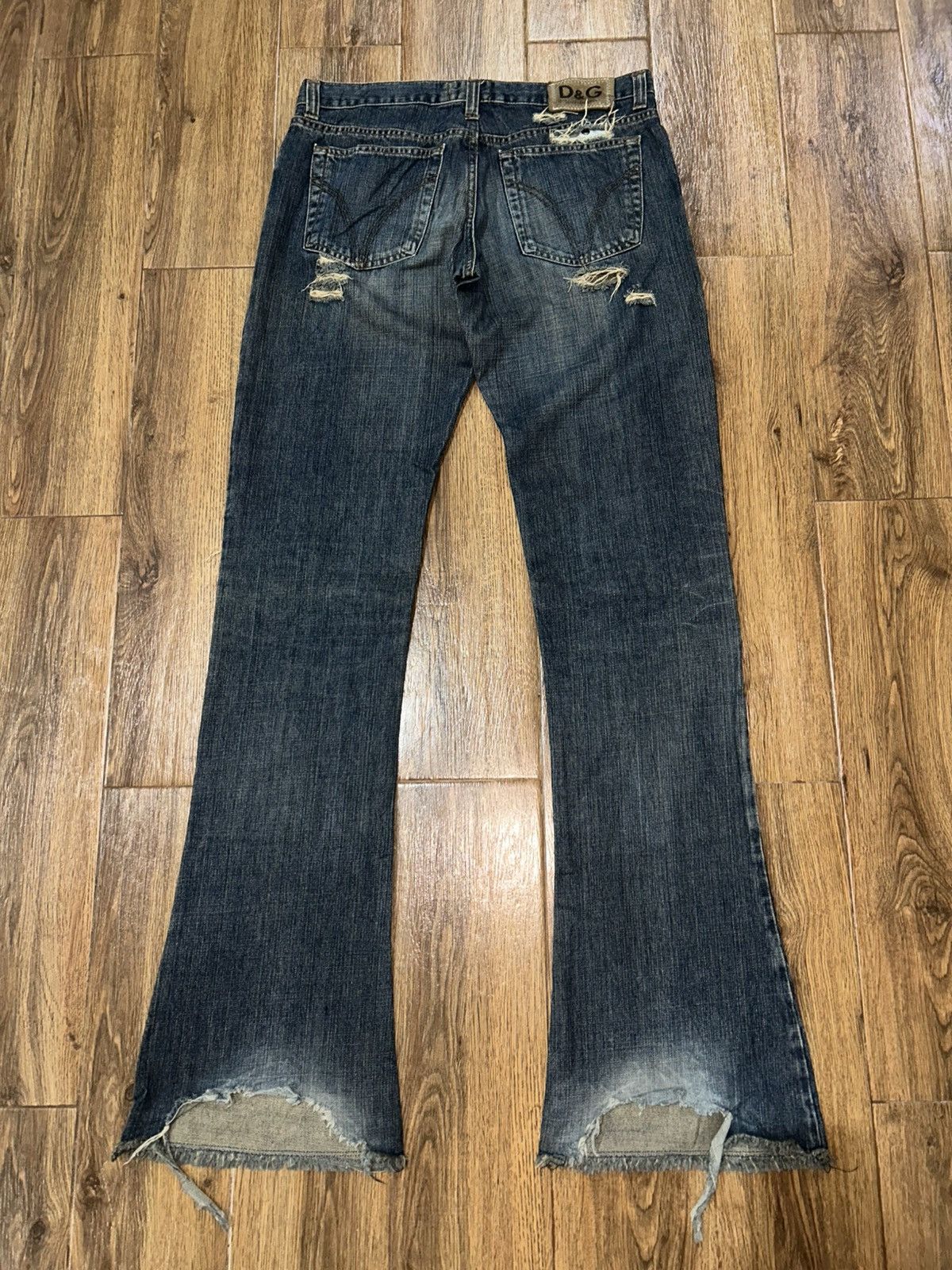 Tornado Mart Dolce & Gabbana D&G Distressed Flared Denim Jeans Size 34" / US 12 / IT 48 - 6 Thumbnail