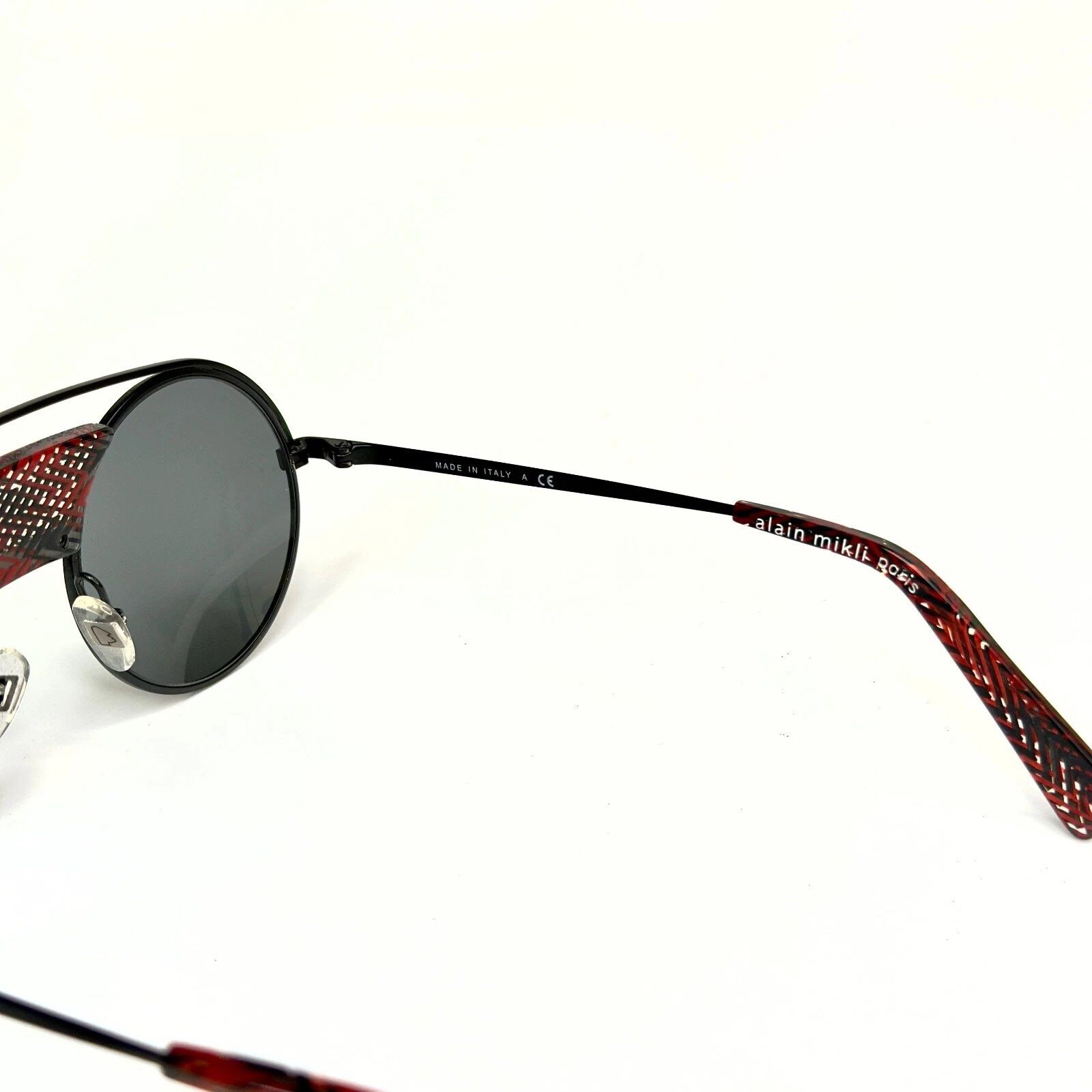 Alain Mikli ALAIN MIKLI Paris A04002 4002 Metal Round Matte Black Red Size ONE SIZE - 7 Thumbnail