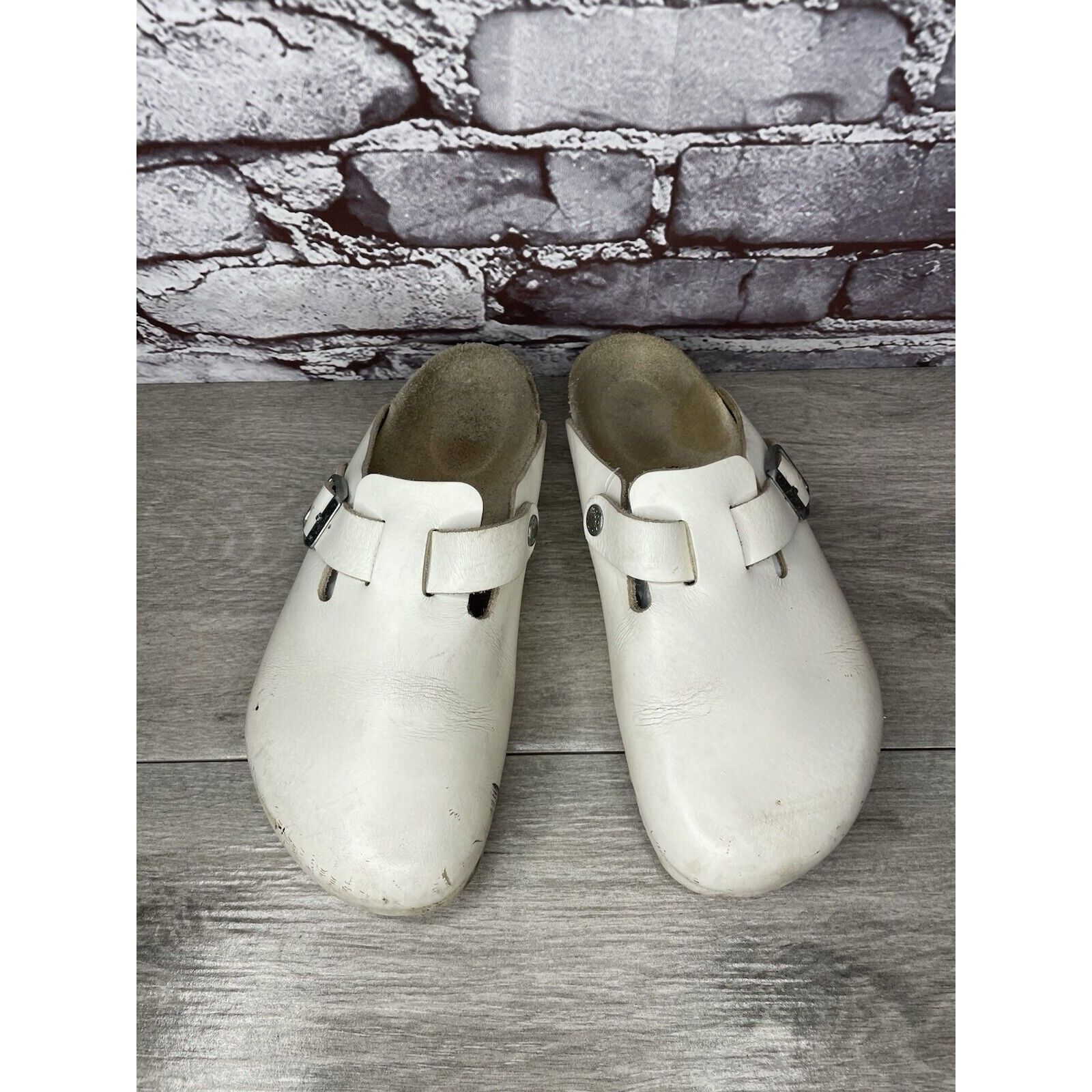 Birkenstock Birkenstock Boston White Leather Strap Slides Clogs Shoes Wo Size US 6.5 / IT 36.5 - 19 Thumbnail