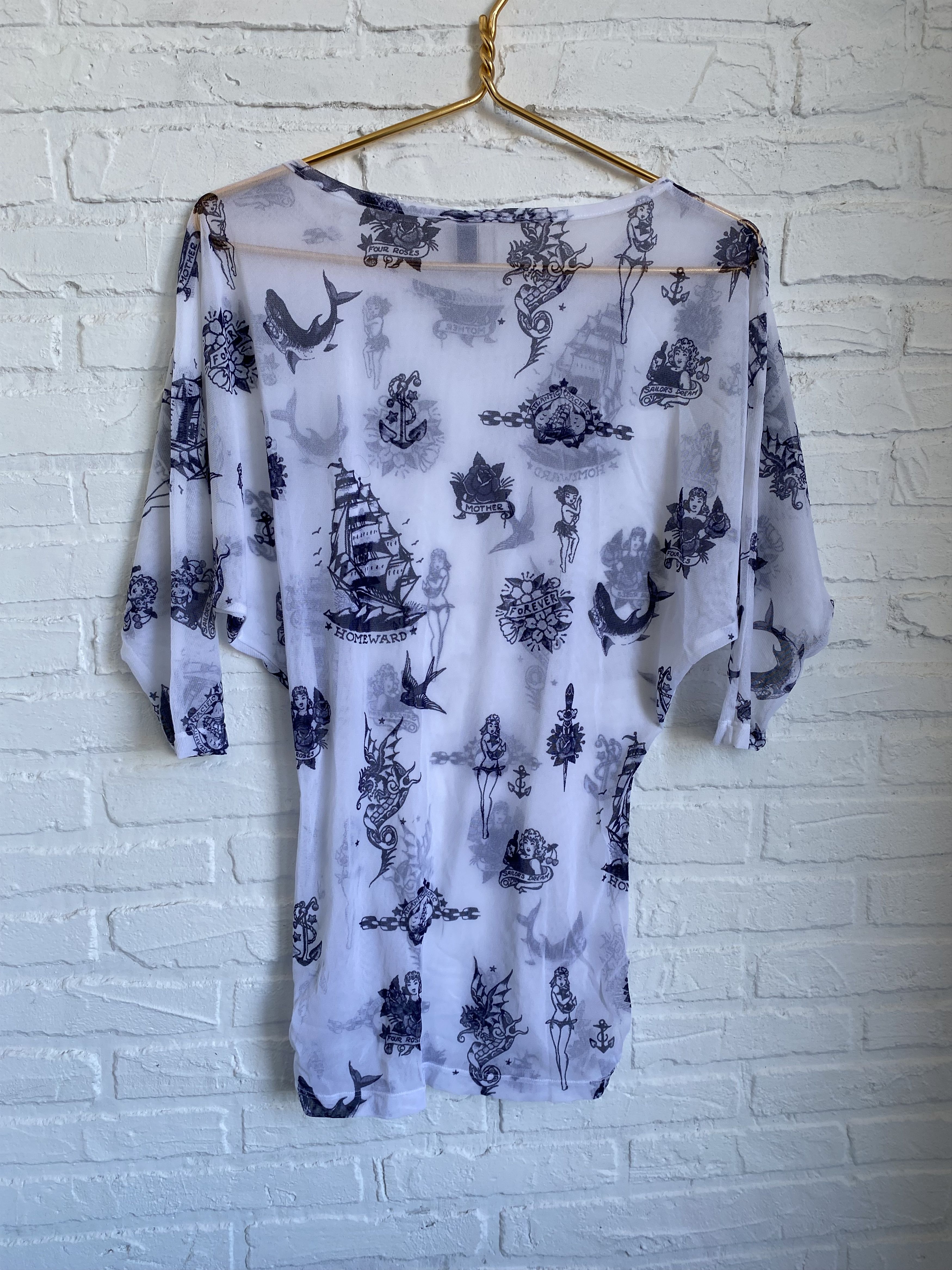 Jean Paul Gaultier × Vintage vintage Jean Paul Gaultier tattoo mesh top Size S / US 4 / IT 40 - 2 Thumbnail