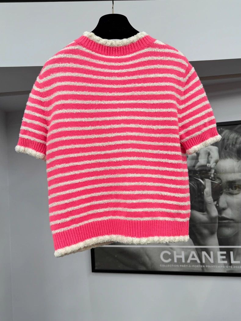 Chanel Chanel Pink and white colour-matched striped short sleeves Size XS / US 0-2 / IT 36-38 - 3 Thumbnail