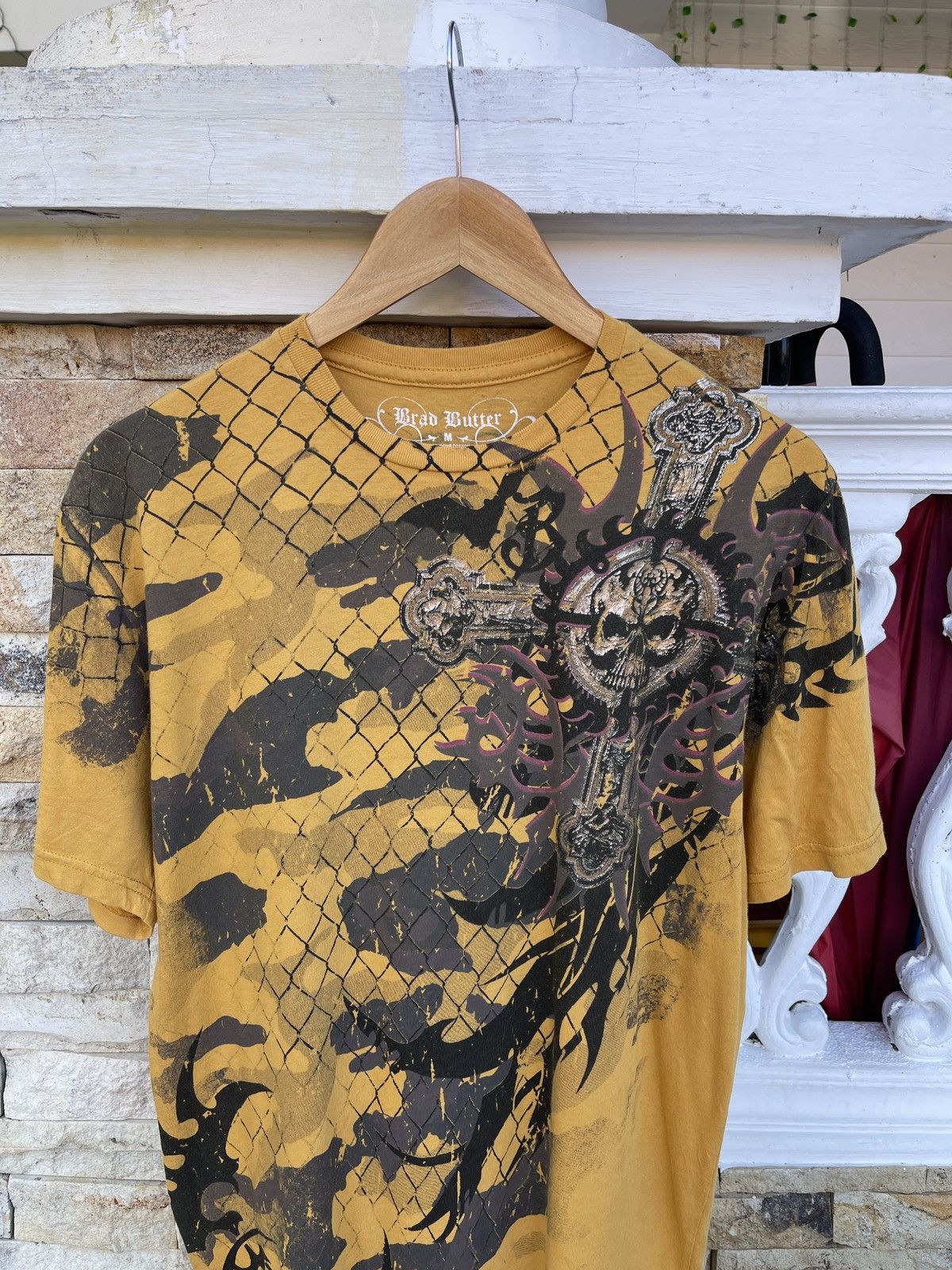 Affliction Rare🔥Brad Butter Cross Skull Head Affliction Style Tee Size US M / EU 48-50 / 2 - 3 Thumbnail