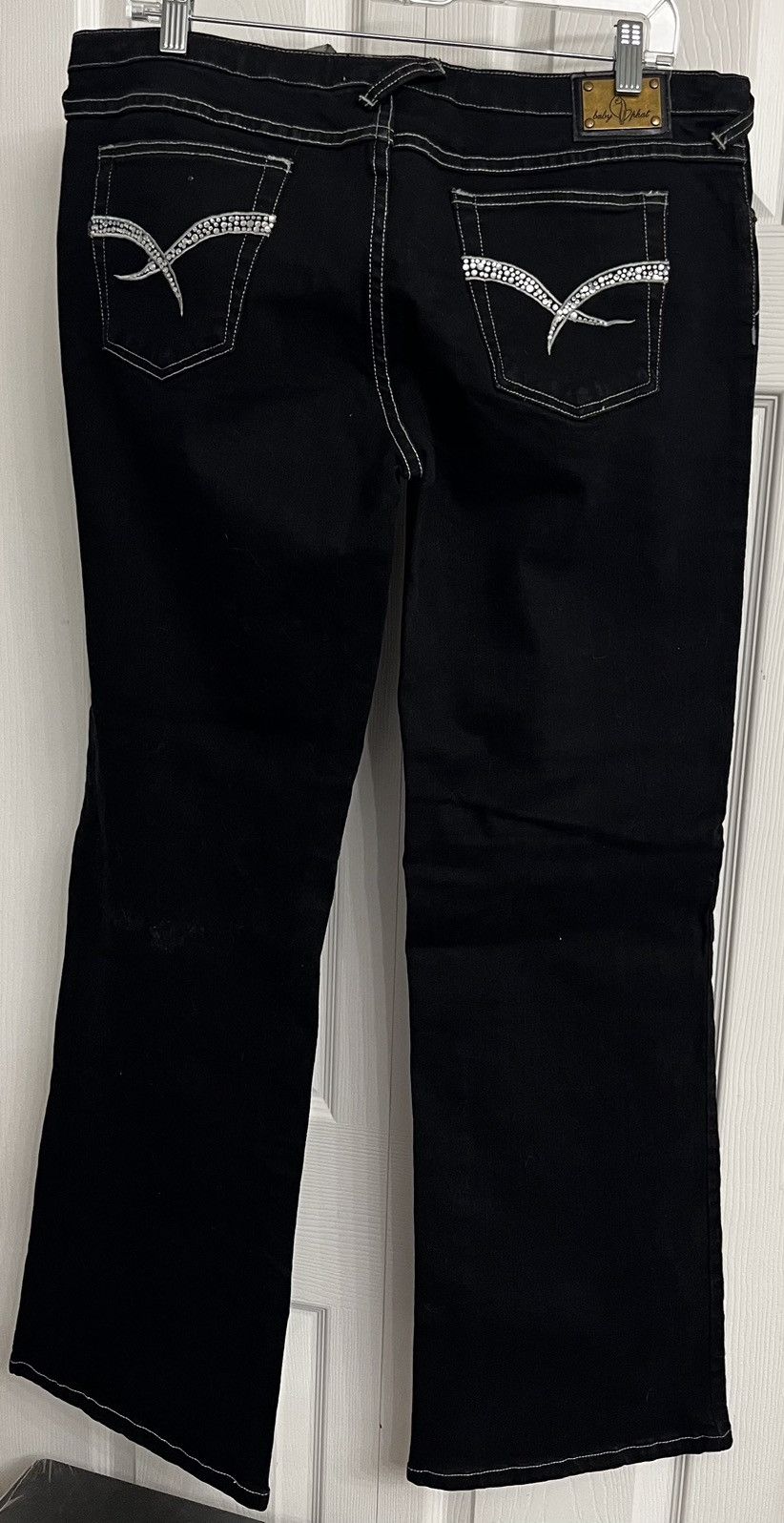 Vintage Baby Phat Black Silver Thread Sz 15 Jeans W/Rhinestone Pkts Size 38" / US 16 / IT 52 - 4 Thumbnail