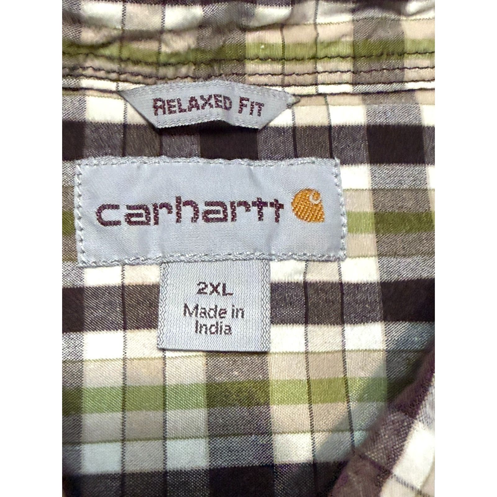 Carhartt Carhartt Shirt Mens 2XL Green Short Sleeve Plaid Pockets Button Up Shirt Size US XXL / EU 58 / 5 - 4 Thumbnail