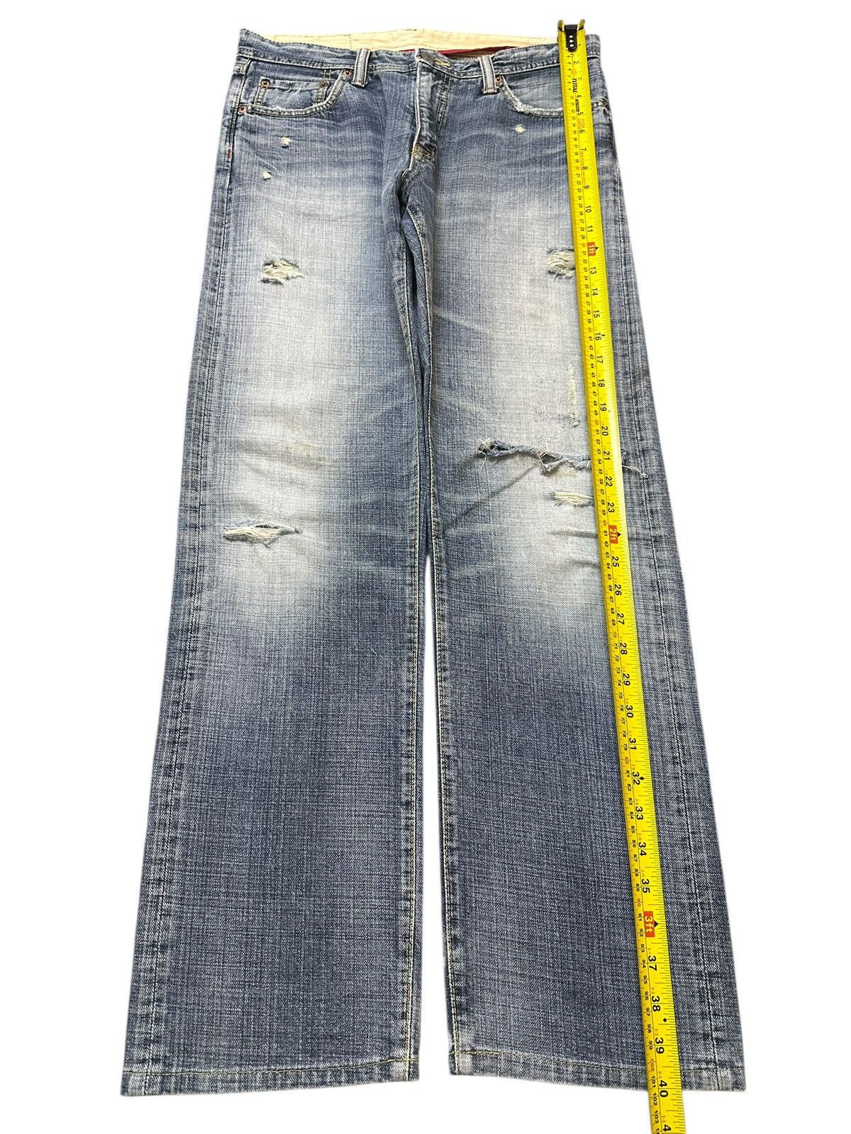Japanese Brand Vintage Japanese Brand Faded Wash Distressed Loose Jeans Size US 32 / EU 48 - 12 Thumbnail