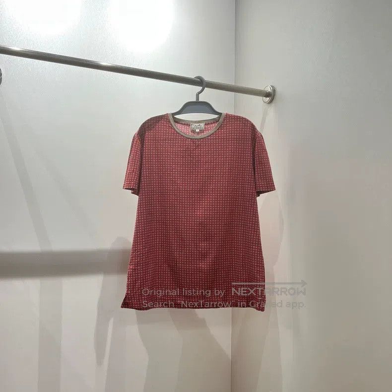 Hermes Hermes Red Plaid All-over Printed Short Sleeve, Cotton Mat Size L / US 10 / IT 46 - 1 Thumbnail