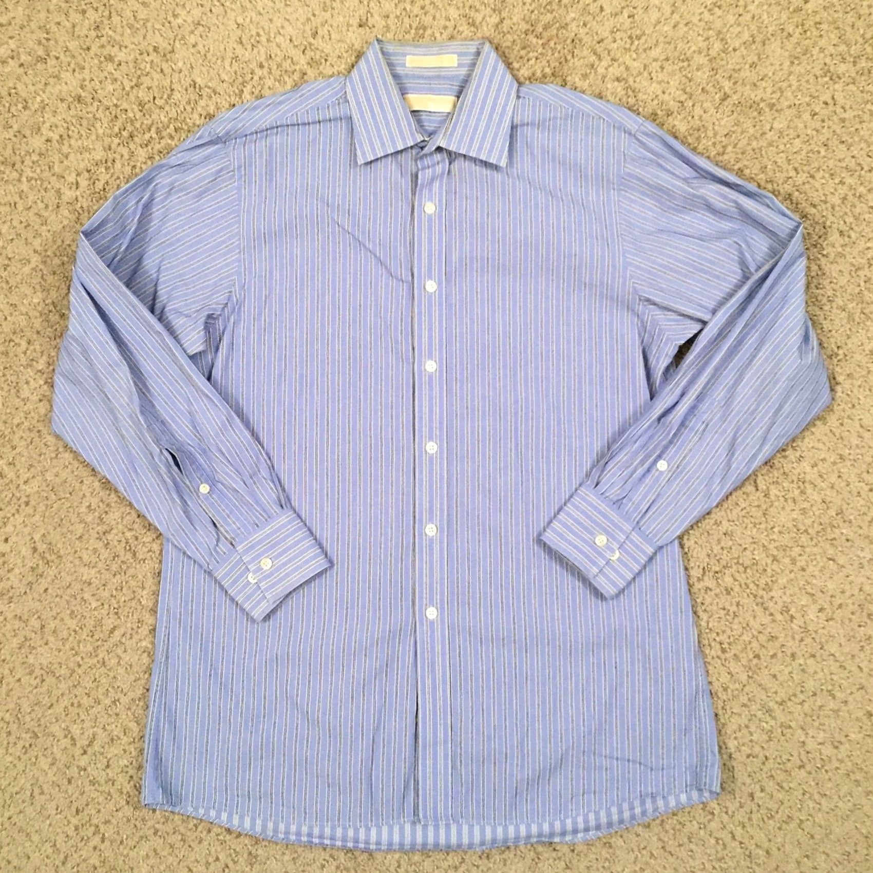 Michael Kors Michael Kors Shirt Mens Medium Blue Striped Long Sleeve Button Up Size US M / EU 48-50 / 2 - 2 Thumbnail