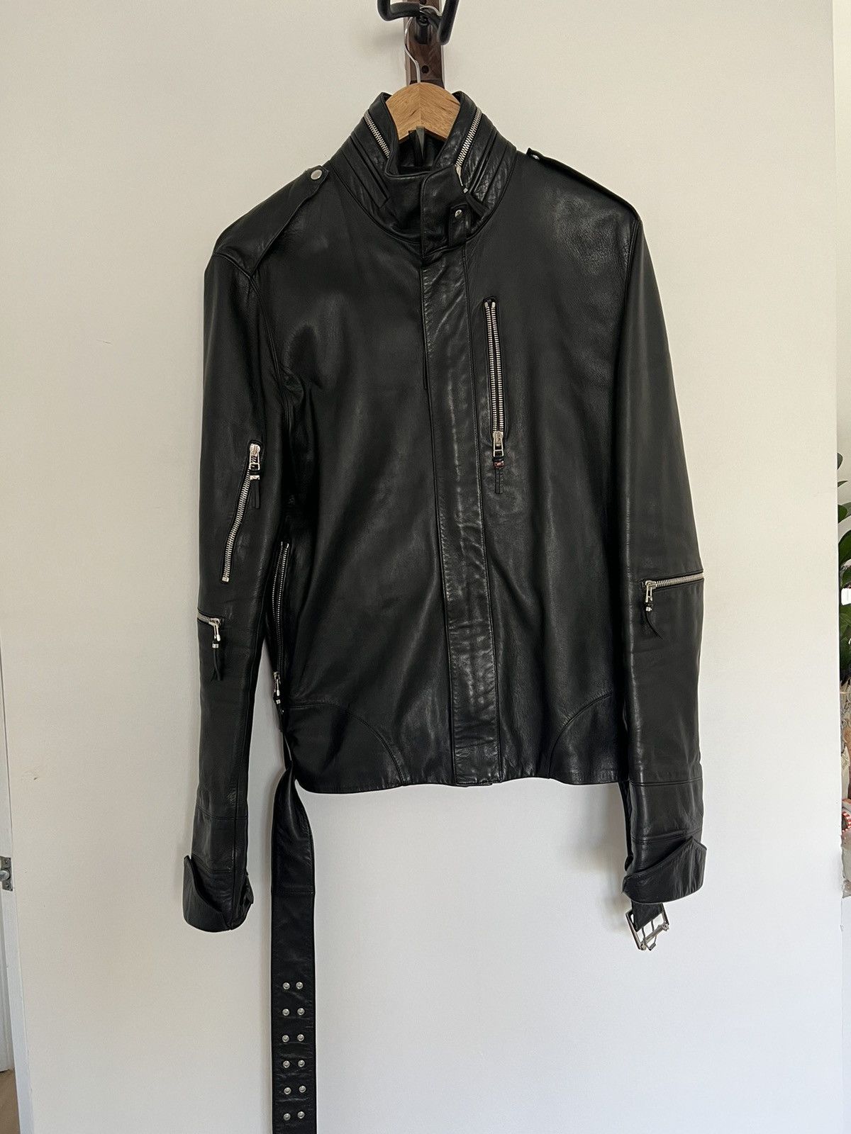 image of Dior x Hedi Slimane Grail Ss03 Follow Me Leather Runway Biker Racer in Black, Men's (Size Medium)